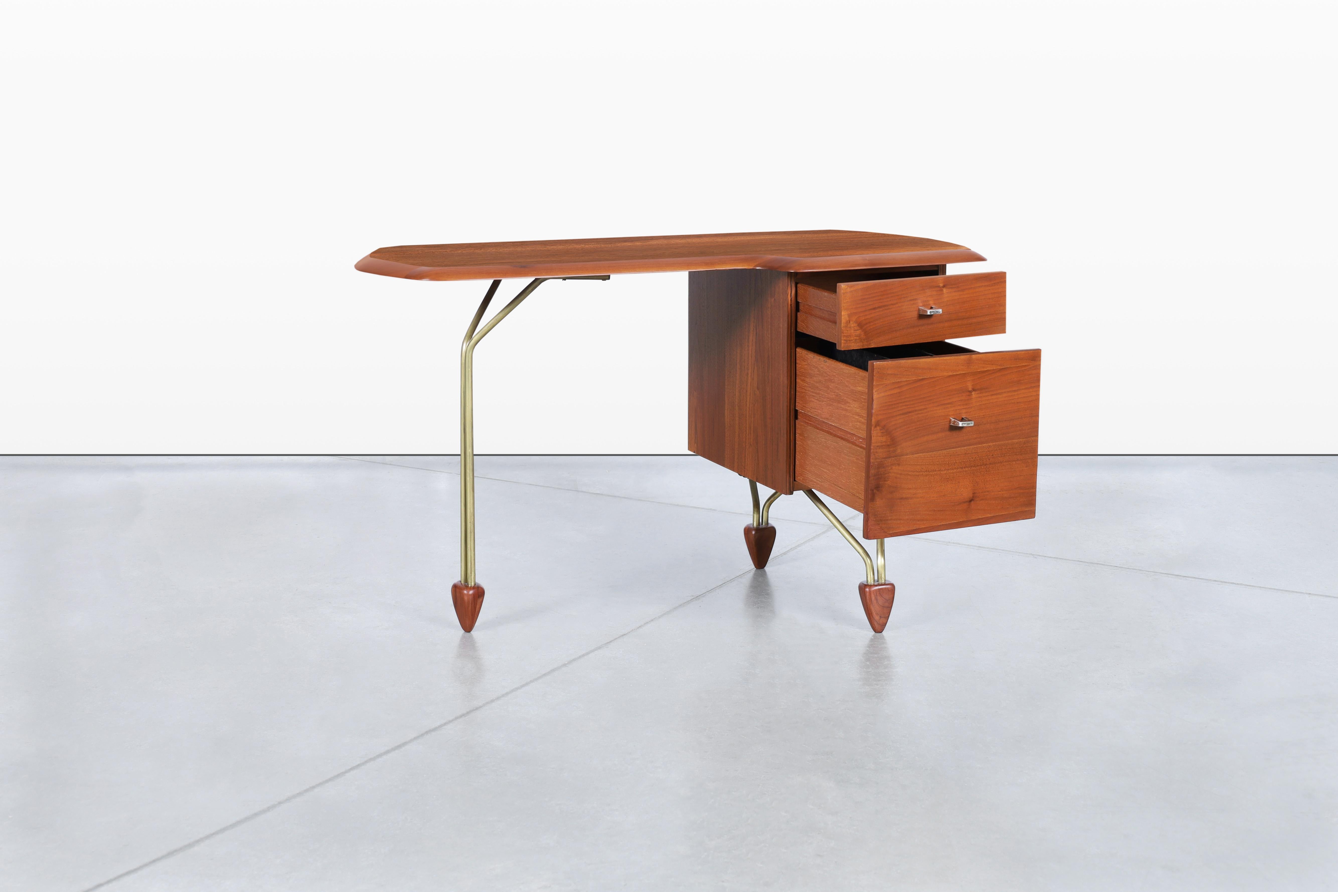 American Craftsmanship Walnut Desk Attributed to John Keal 1