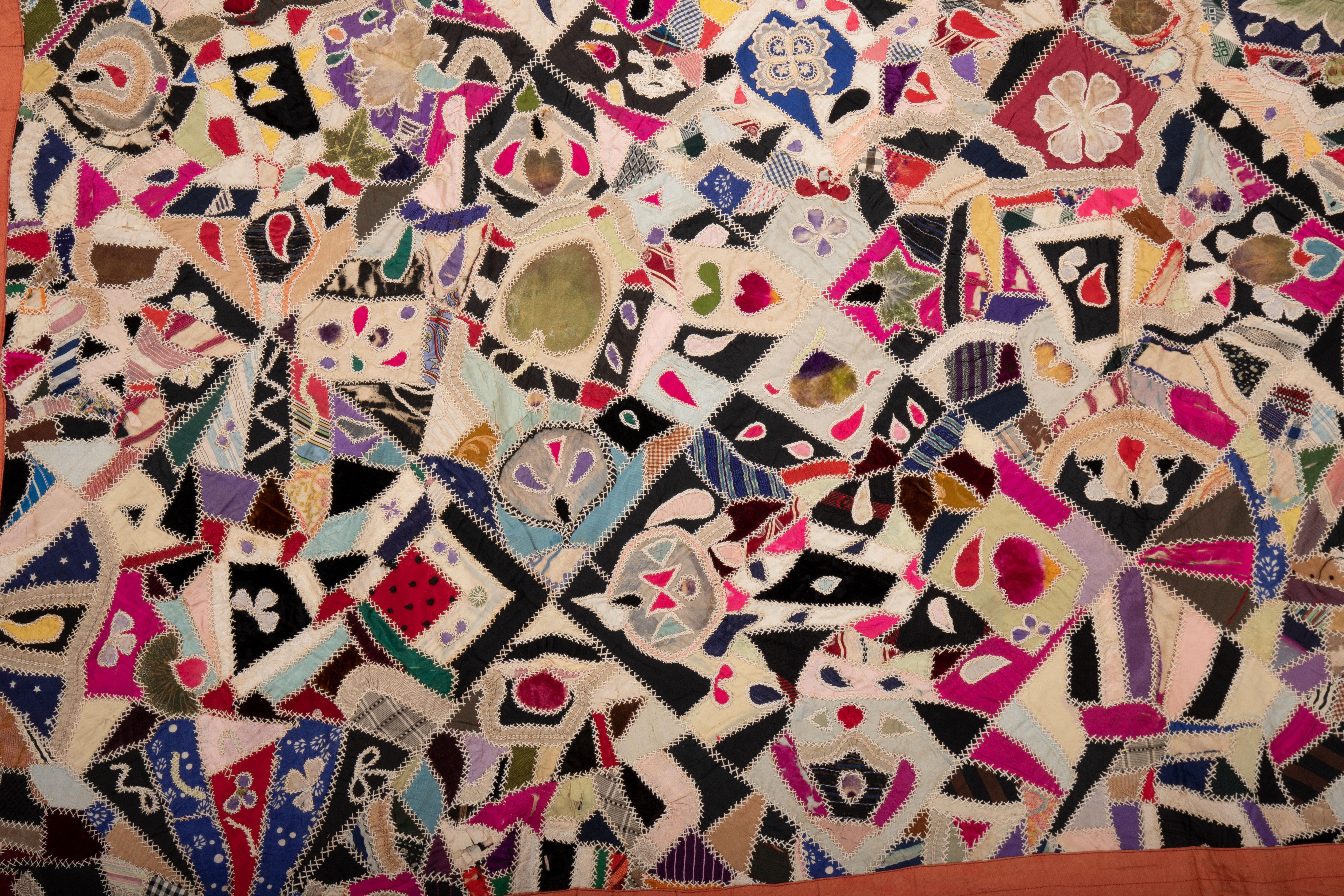 American Crazy Quilt, early 20th C. For Sale 6
