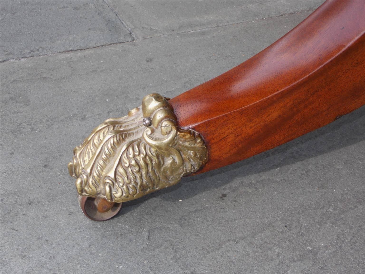 American Crotch Mahogany Pie Shaped Hinged Top Center Table, NY, Circa 1820 2