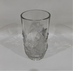 American Crystal Art Glass Verlys Vase with Chinese Mandarin Design