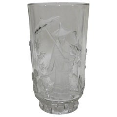 Vaso Verlys Glass in cristallo d'arte americano con disegno mandarino cinese