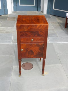 American Cuban Mahogany One Drawer Fluted Side Table with Reeded Legs, C. 1810