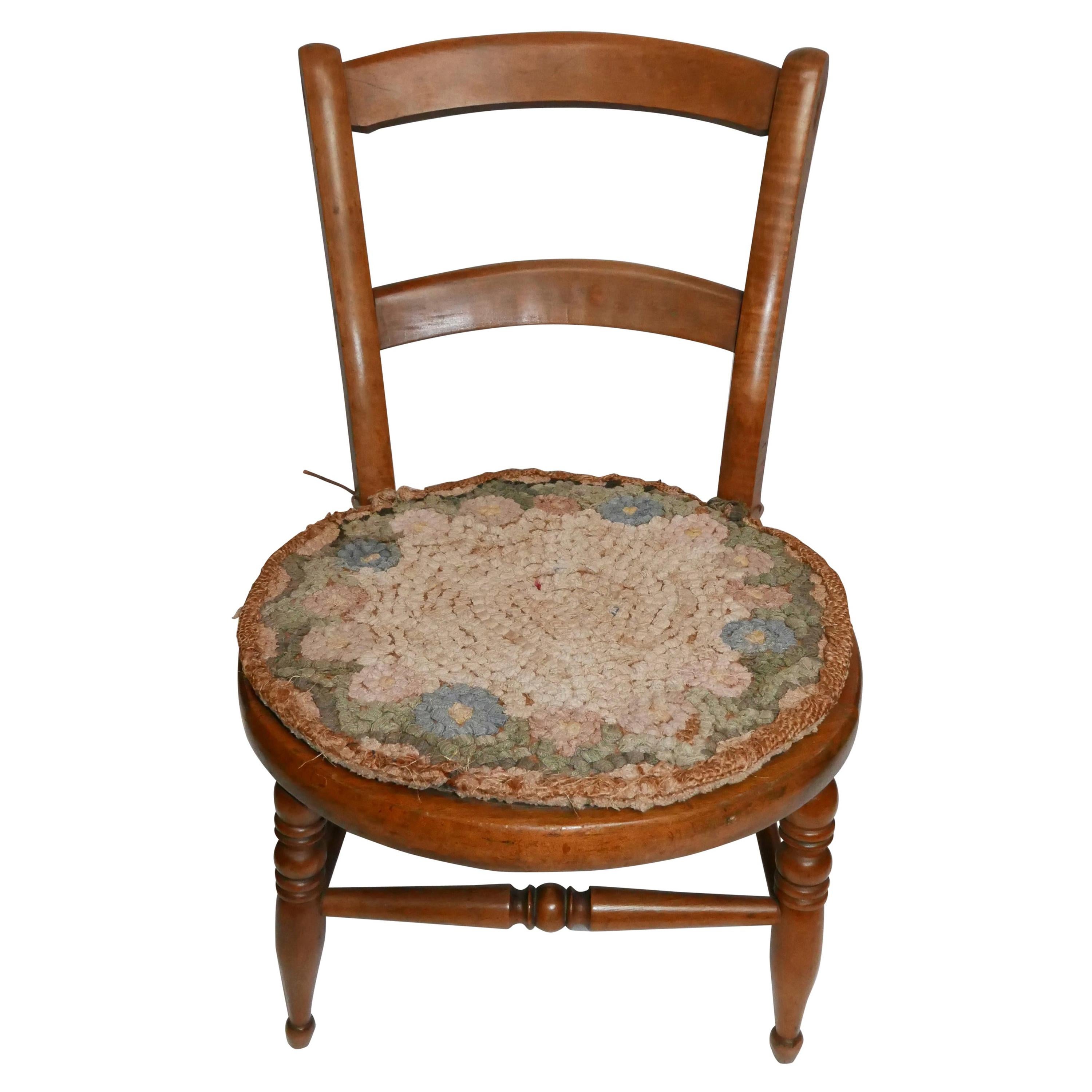 American Curly Maple Child's Chair, circa 1870 For Sale