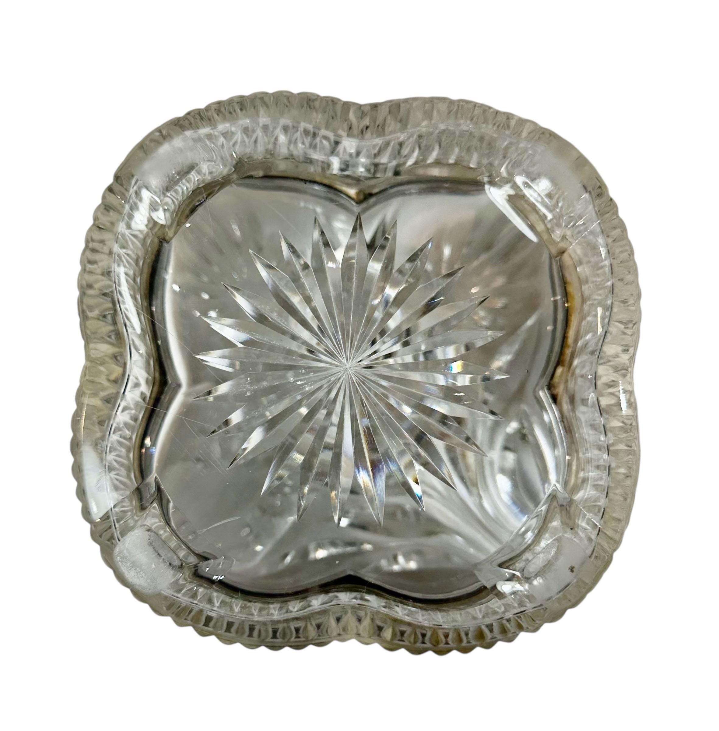 American Cut Crystal Box with Silver Plate Edge For Sale 11