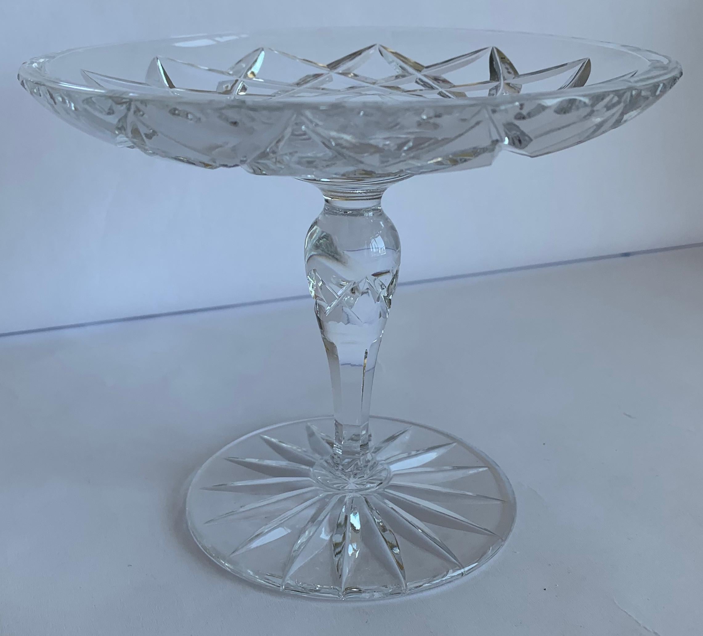 American Cut Crystal Footed Compote In Good Condition In Stamford, CT