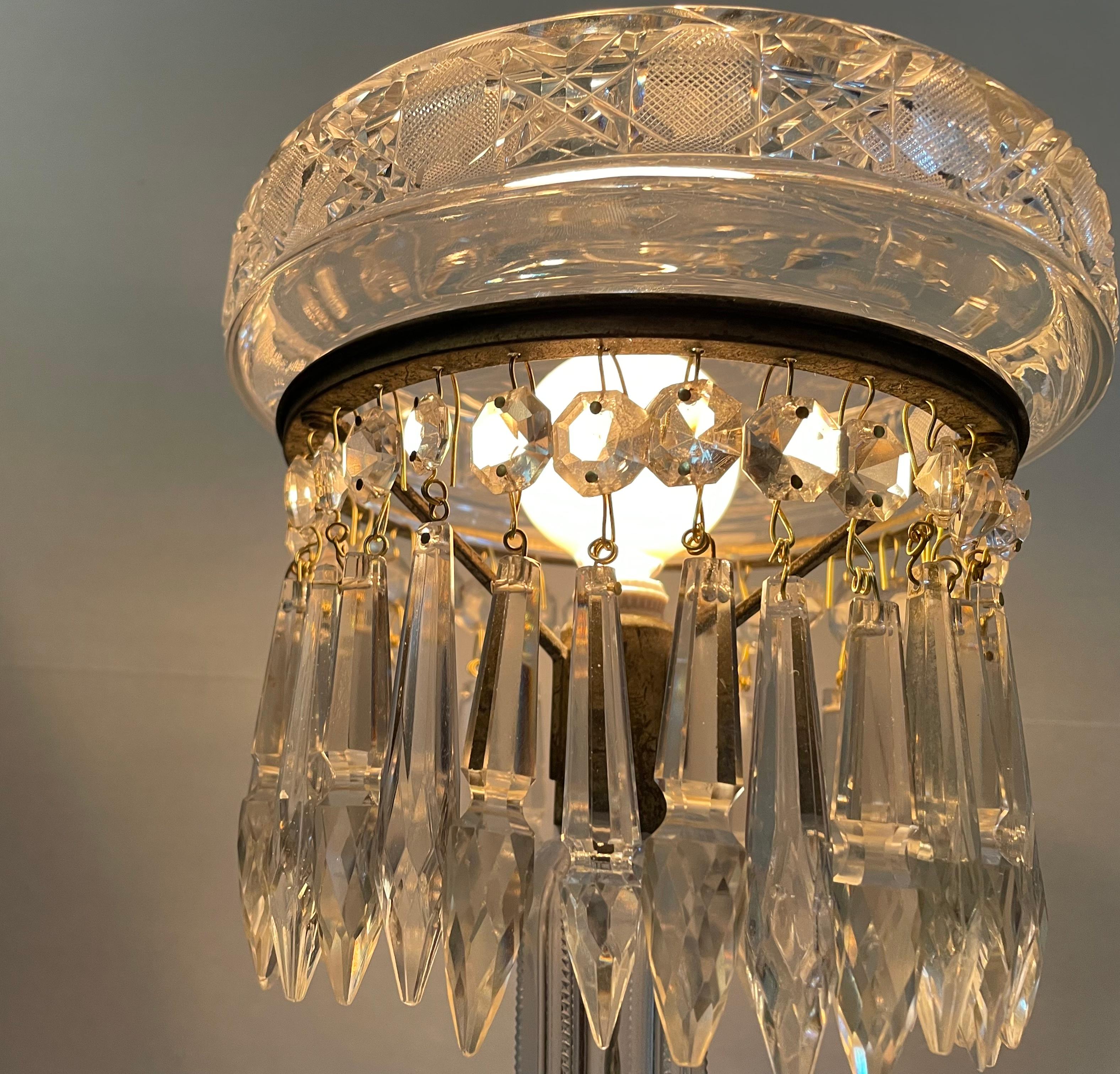 20th Century American Cut Crystal Mushroom Shaped Table Lamp