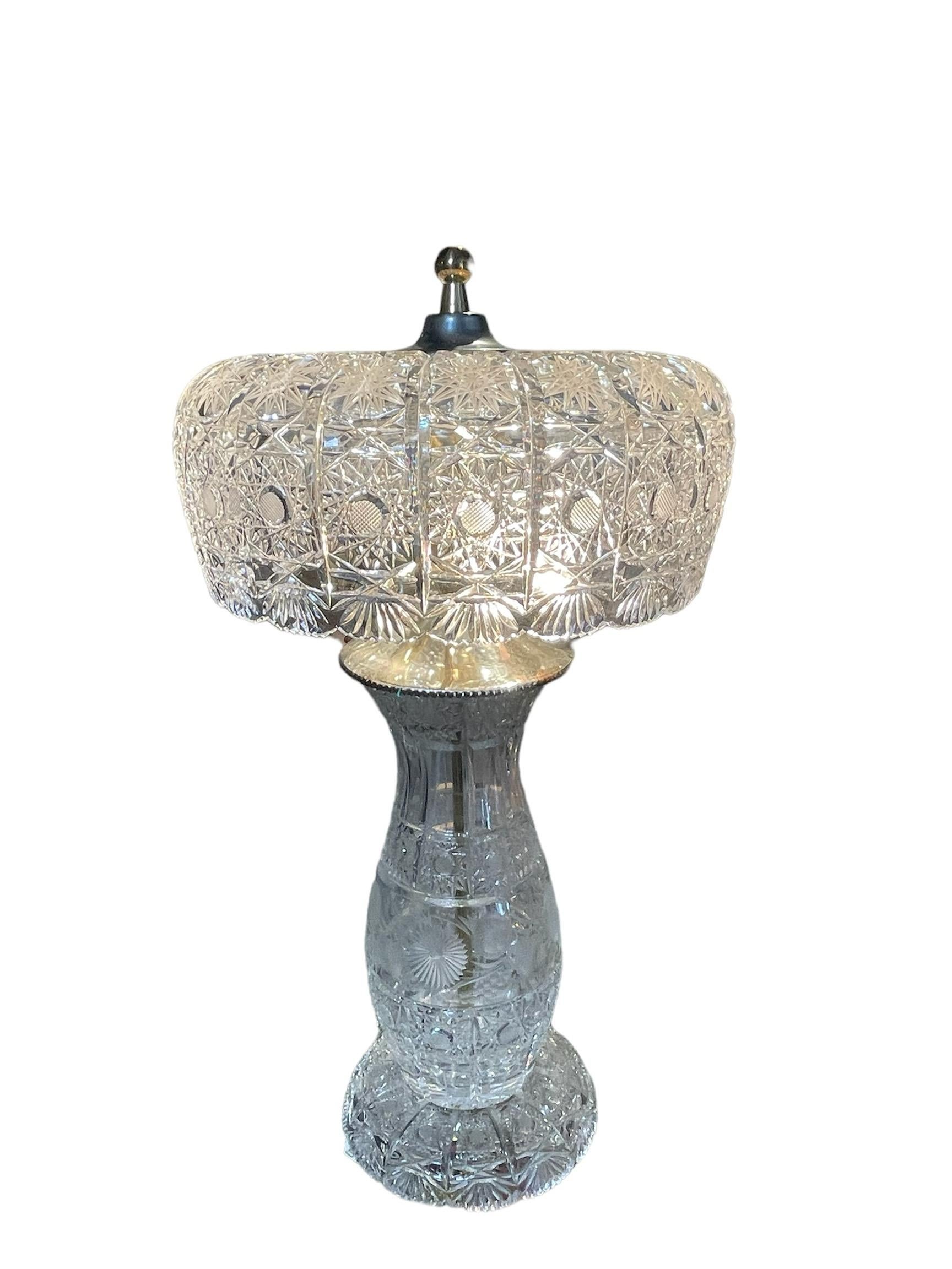 American Cut Crystal Table Lamp For Sale 6