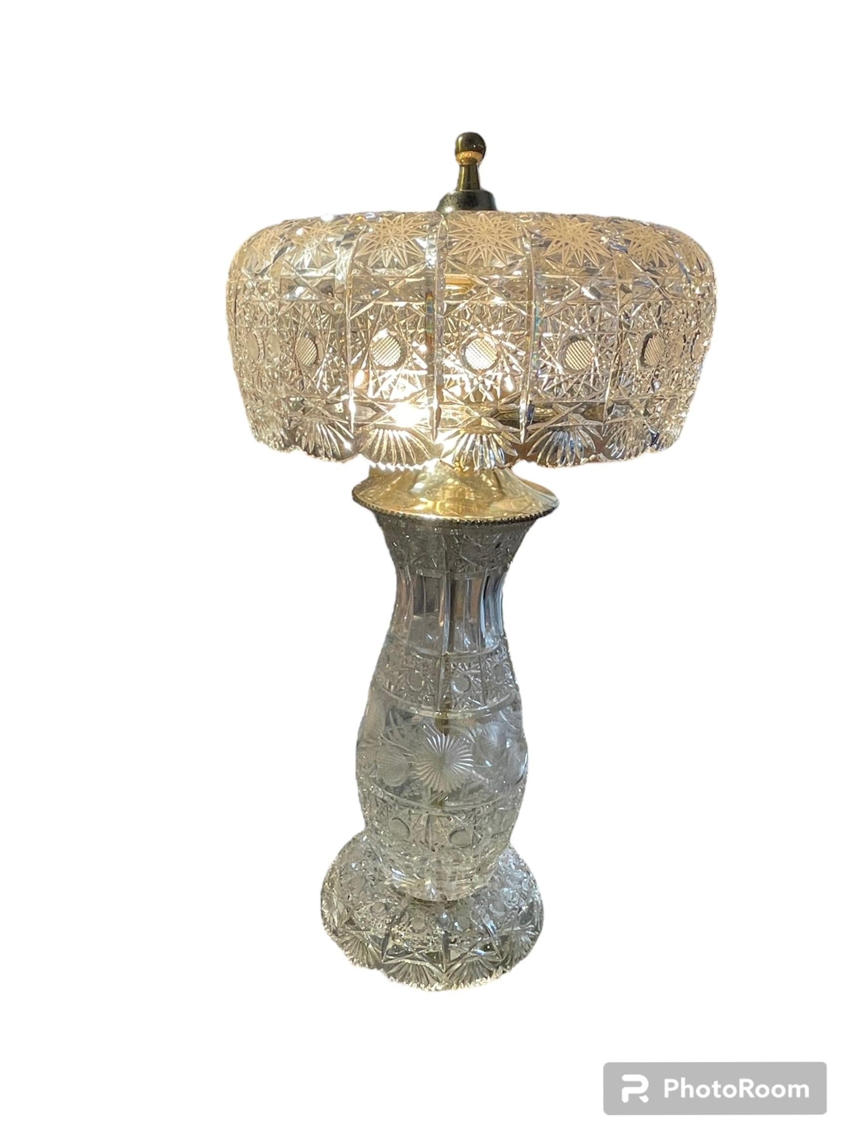 American Cut Crystal Table Lamp For Sale 8