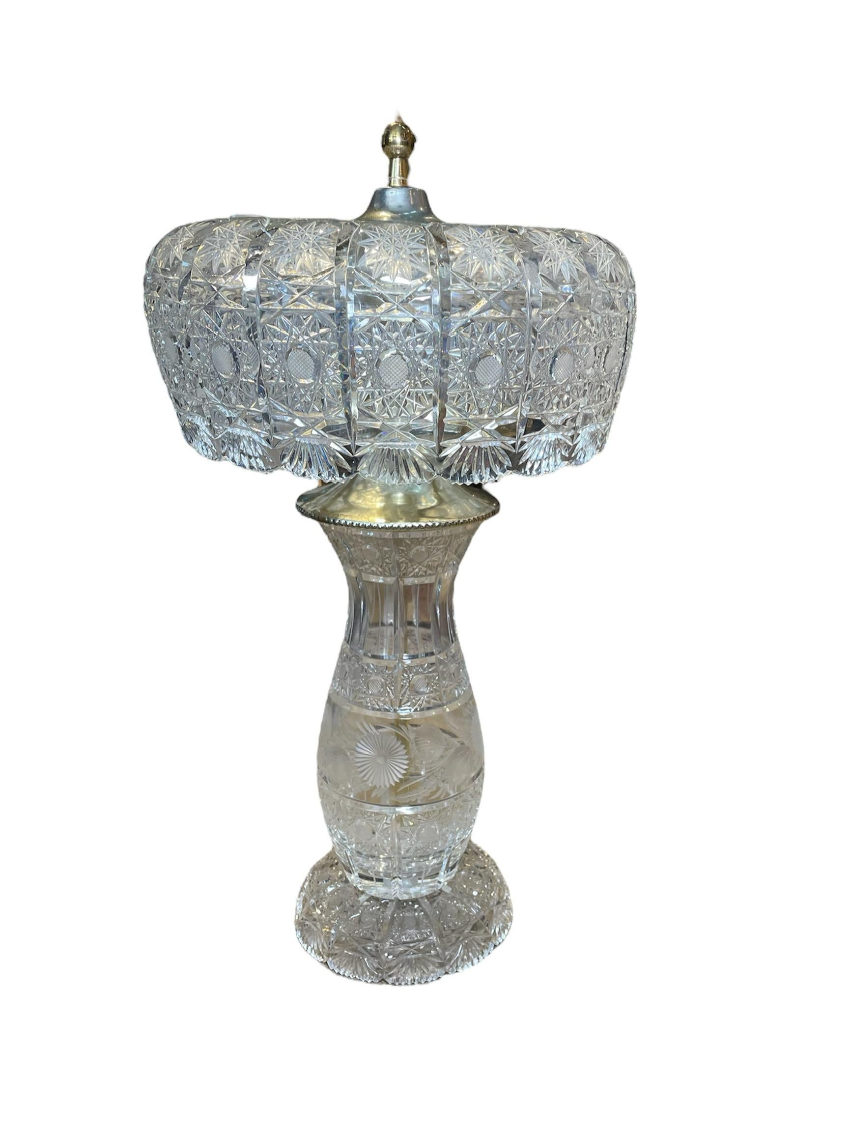 American Cut Crystal Table Lamp For Sale 9