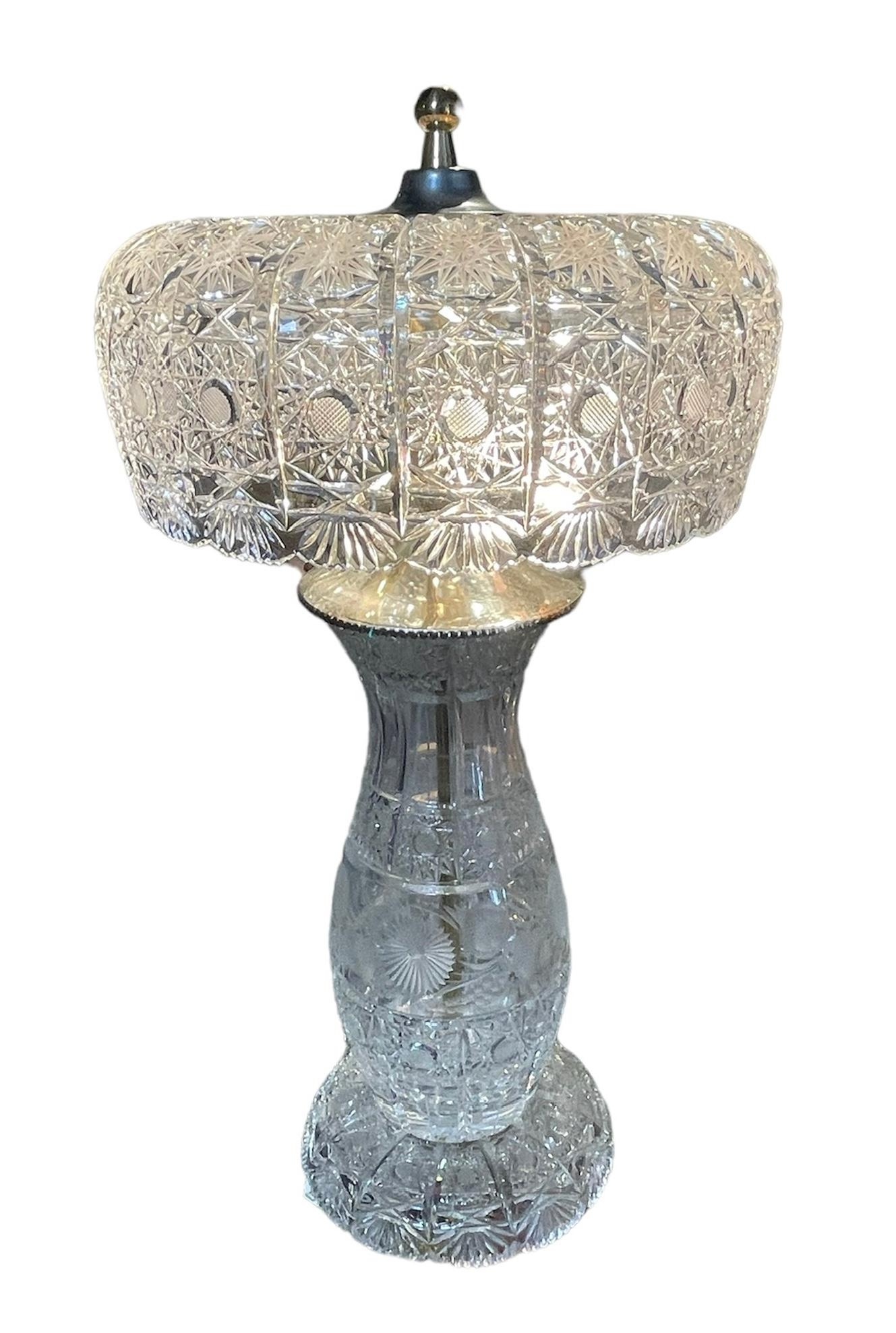 American Cut Crystal Table Lamp For Sale 3