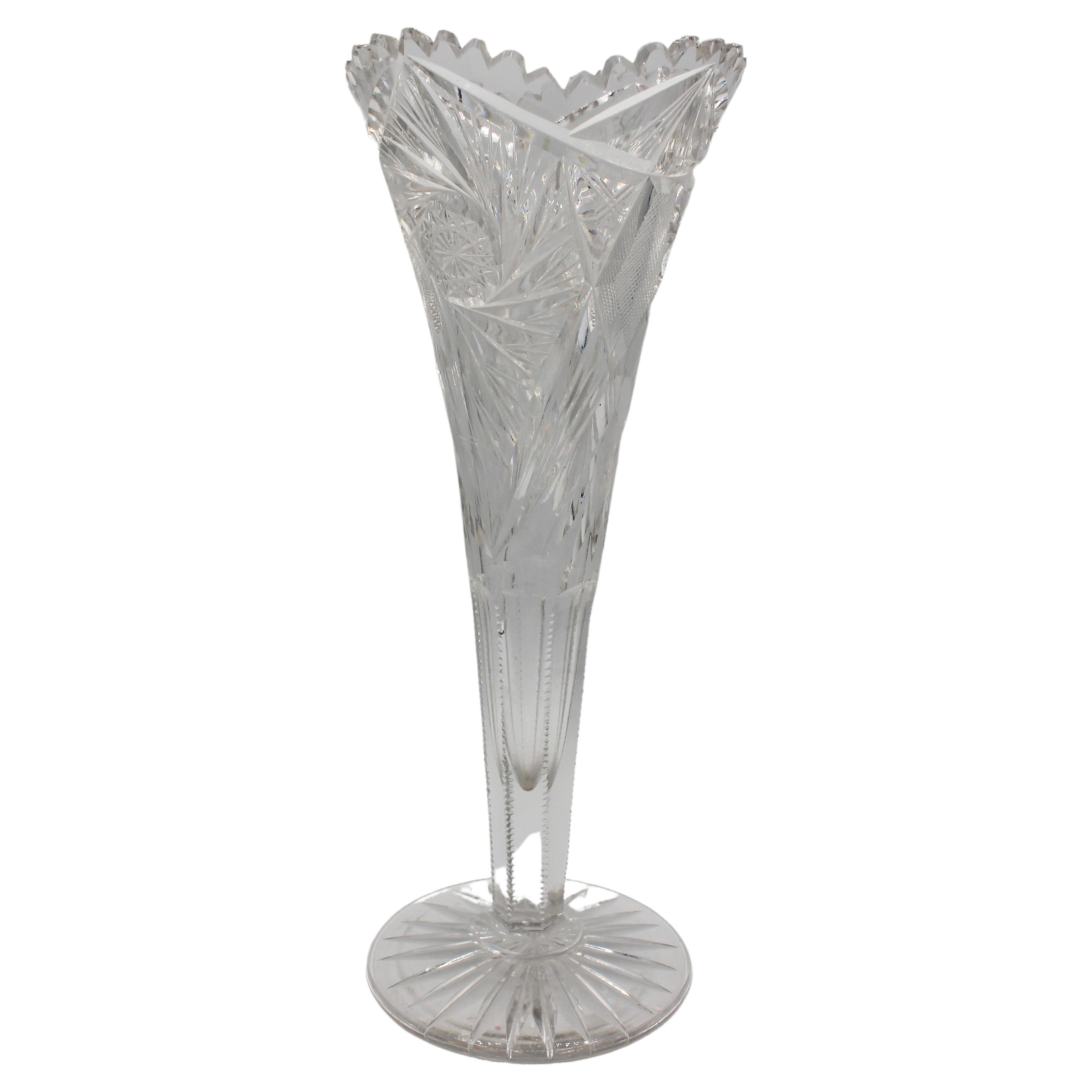 American Cut Glass Trumpet Vase