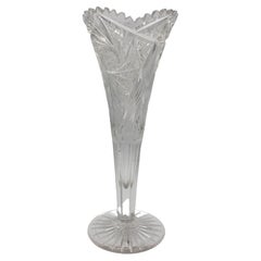 Antique American Cut Glass Trumpet Vase
