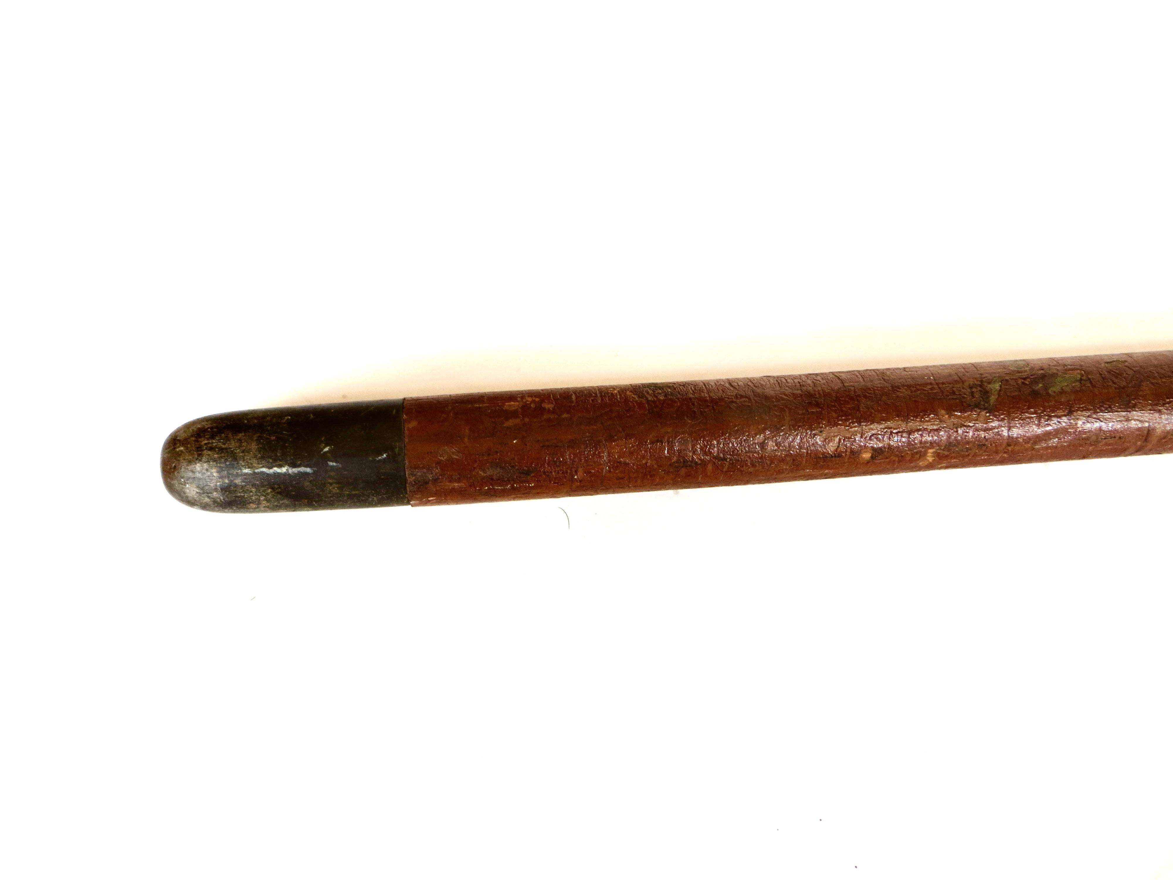 Victorian American Cylindrical Sterling Silver Handle On Wooden Walking Stick. Circa 1895 For Sale