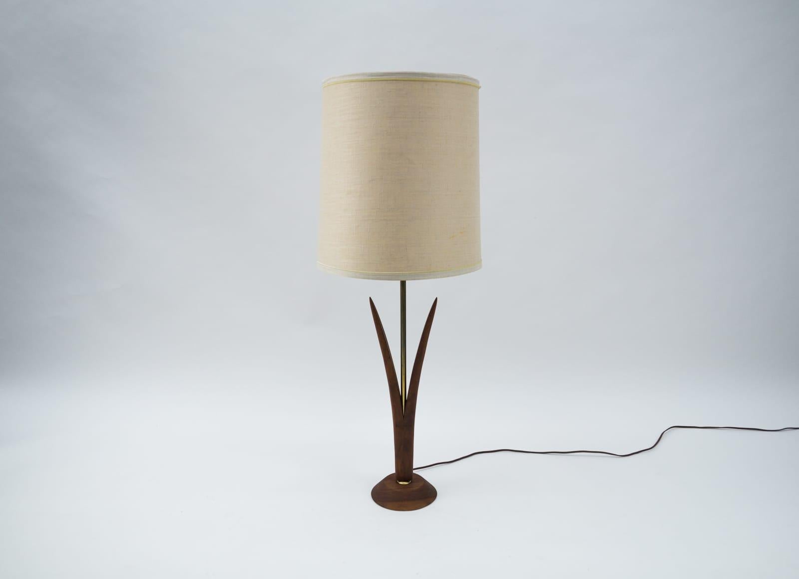 American Danish Teak Table Lamp, 1950's In Good Condition For Sale In Nürnberg, Bayern
