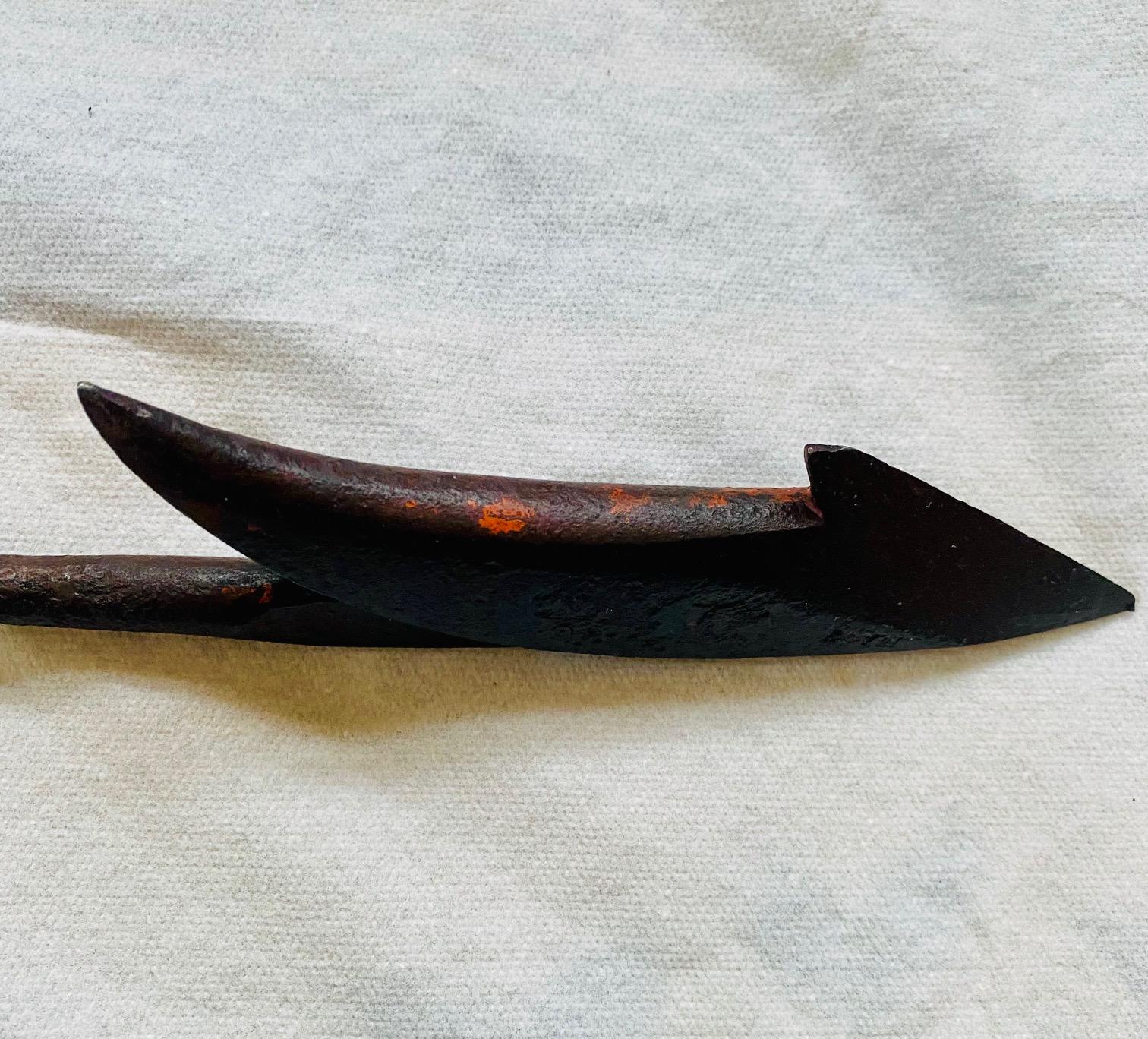 Hand-Crafted American Darting Gun Toggle Iron Harpoon, Marked Macy, for Bark Sunbeam For Sale