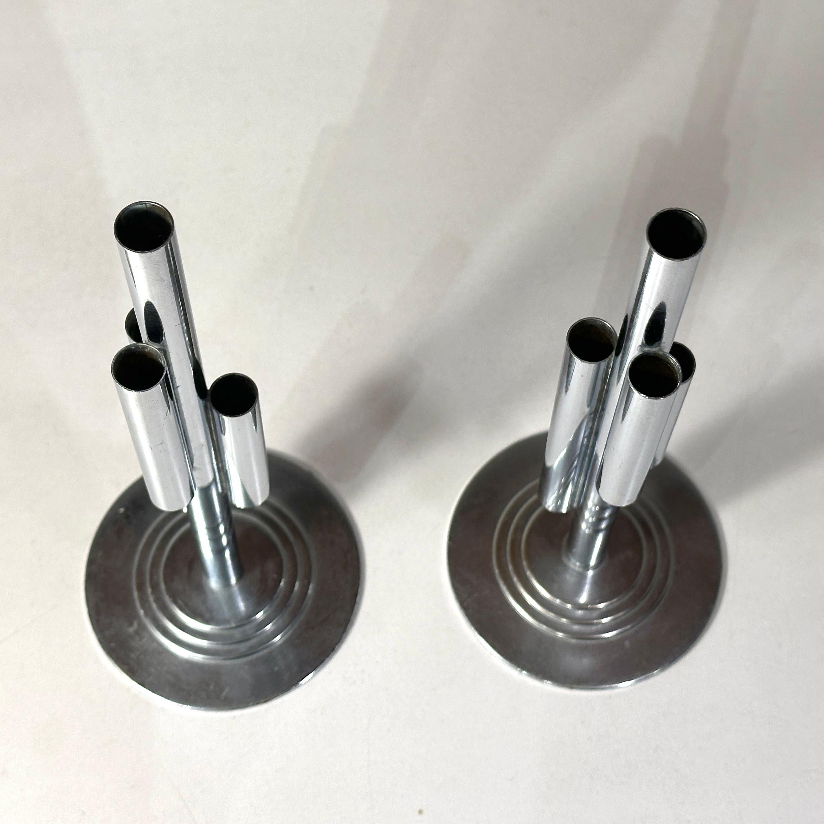 Placcato Coppia di vasi di gemme cromati American Deco, 1930 ca. in vendita