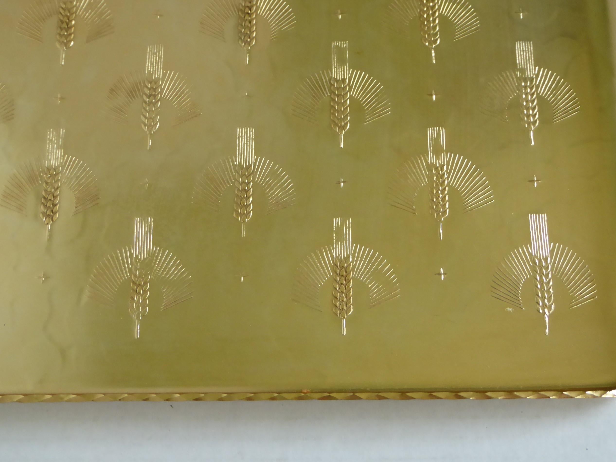 Hammered American Deco Wrought Anodized Aluminum Gold Serving Tray Arthur Armour 1950s