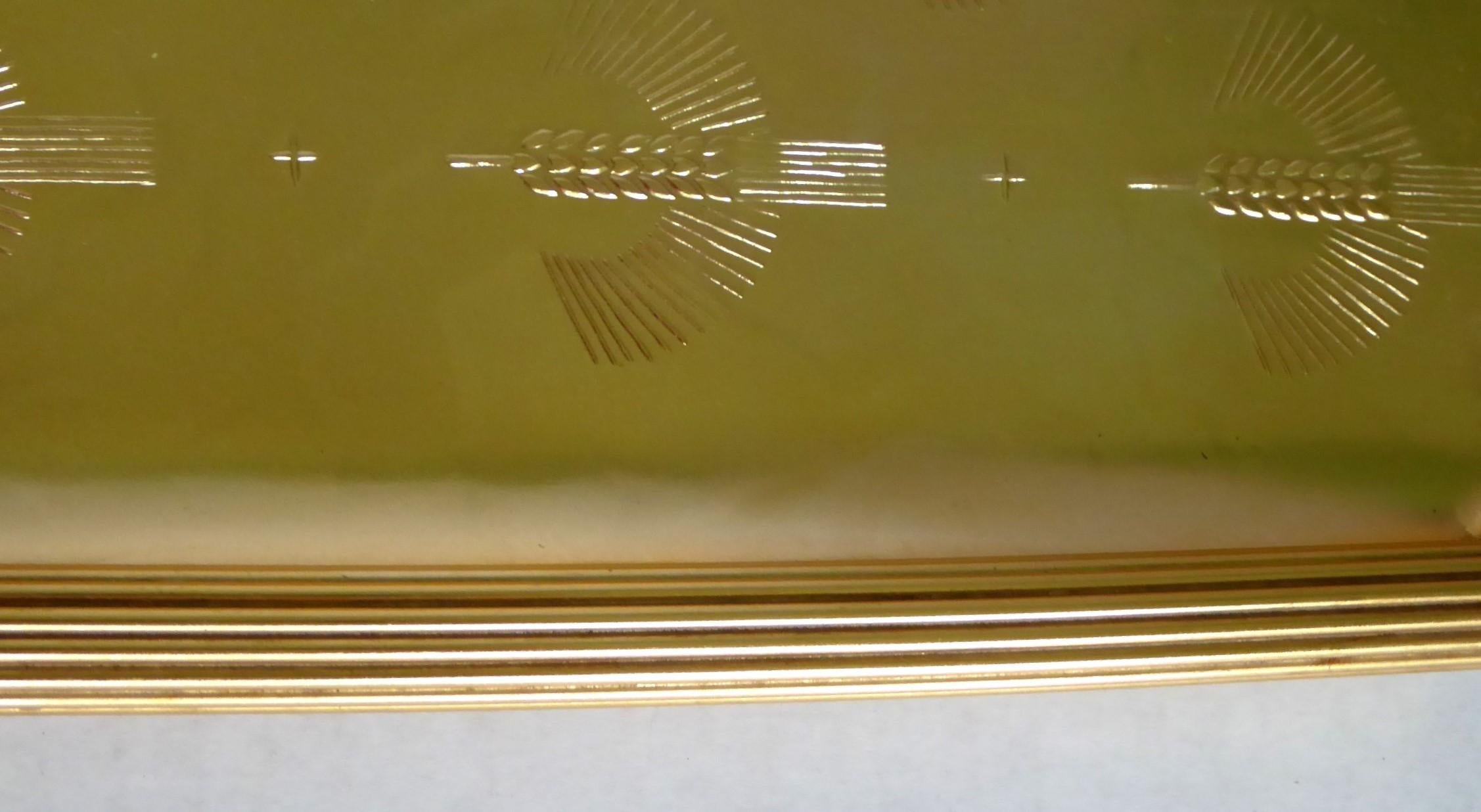 Mid-20th Century American Deco Wrought Anodized Aluminum Gold Serving Tray Arthur Armour 1950s