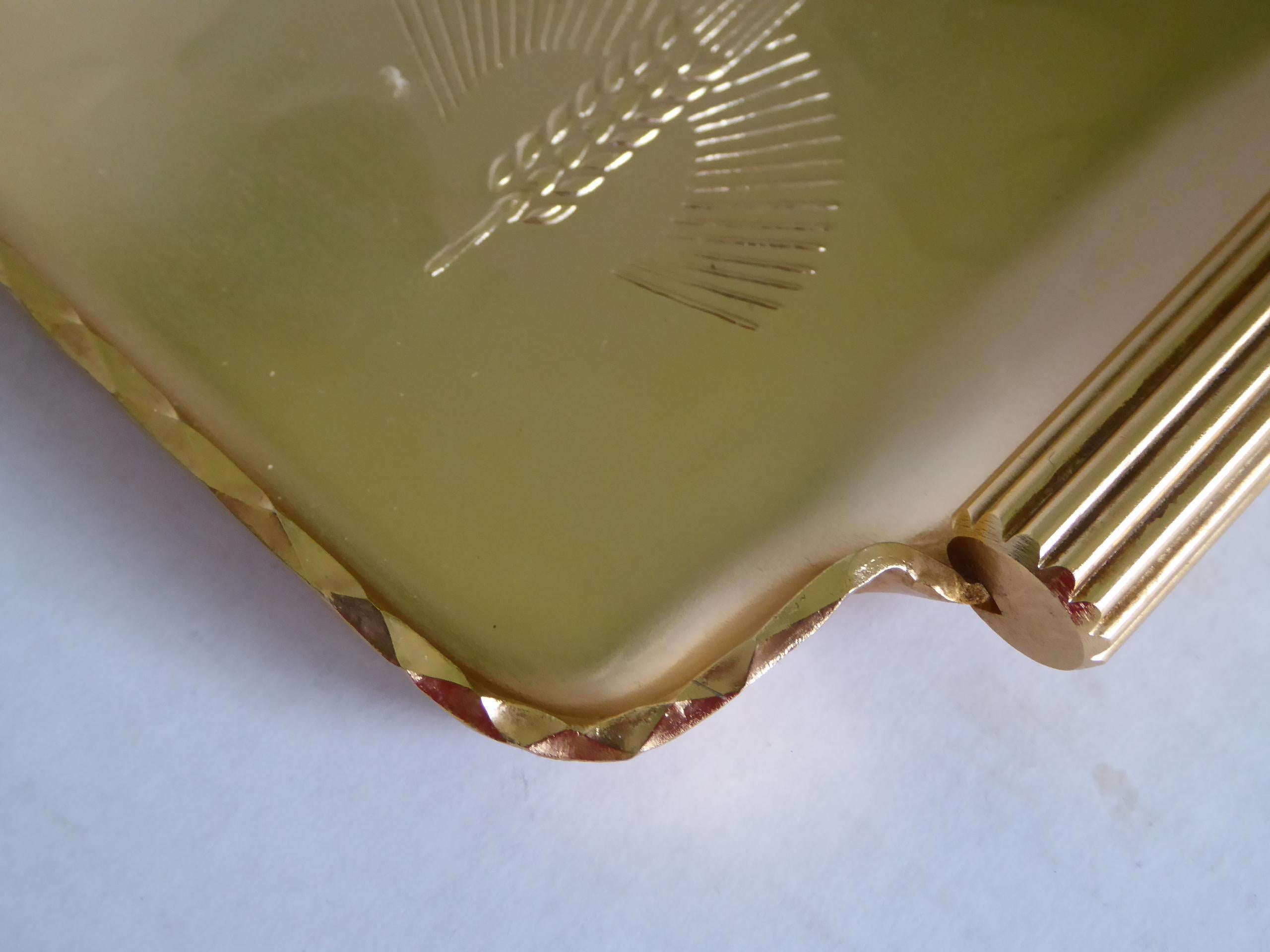 American Deco Wrought Anodized Aluminum Gold Serving Tray Arthur Armour 1950s 1