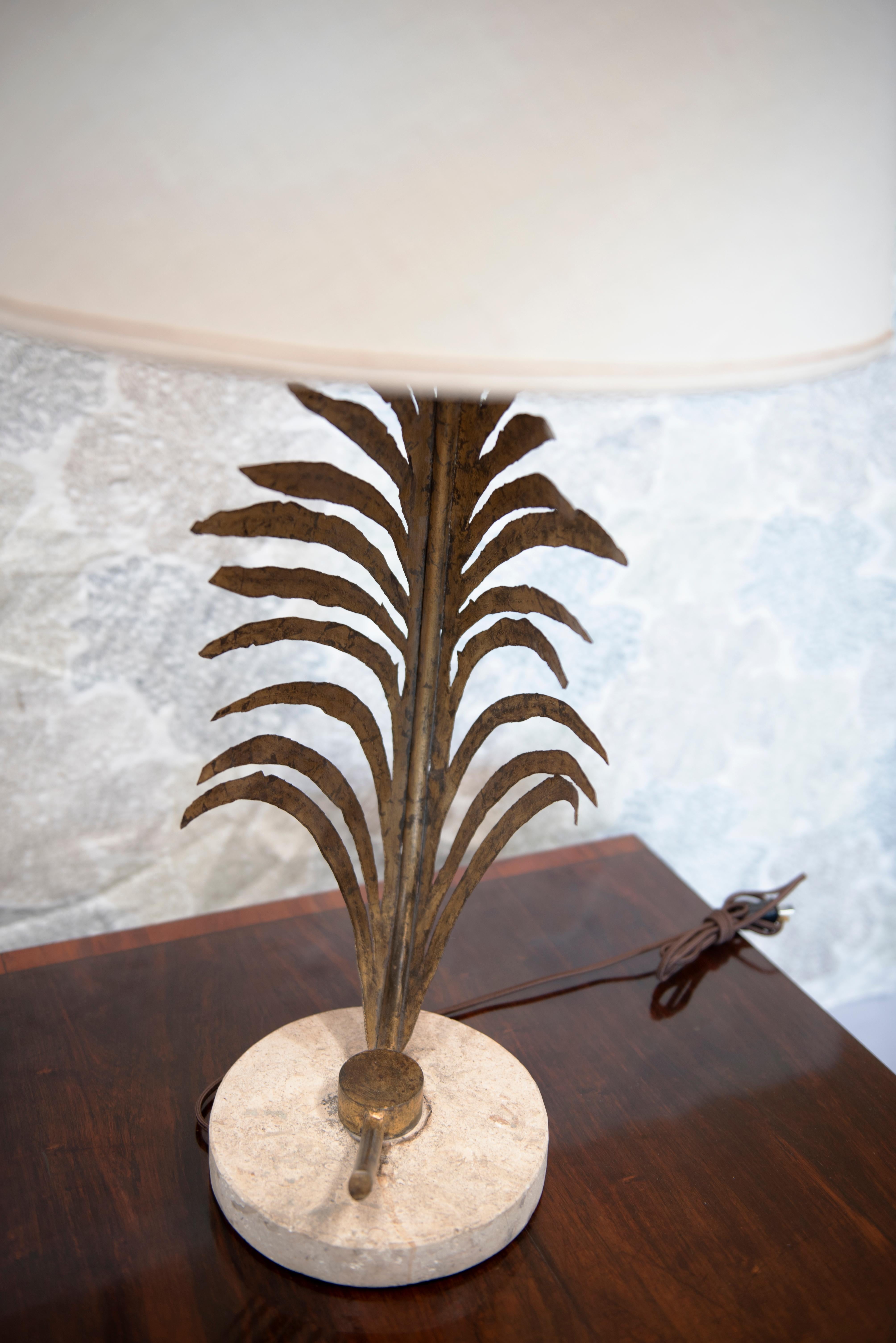 Gilt & Brass PALM FROND AMERICAN DESIGN TABLE LAMPS For Sale 4