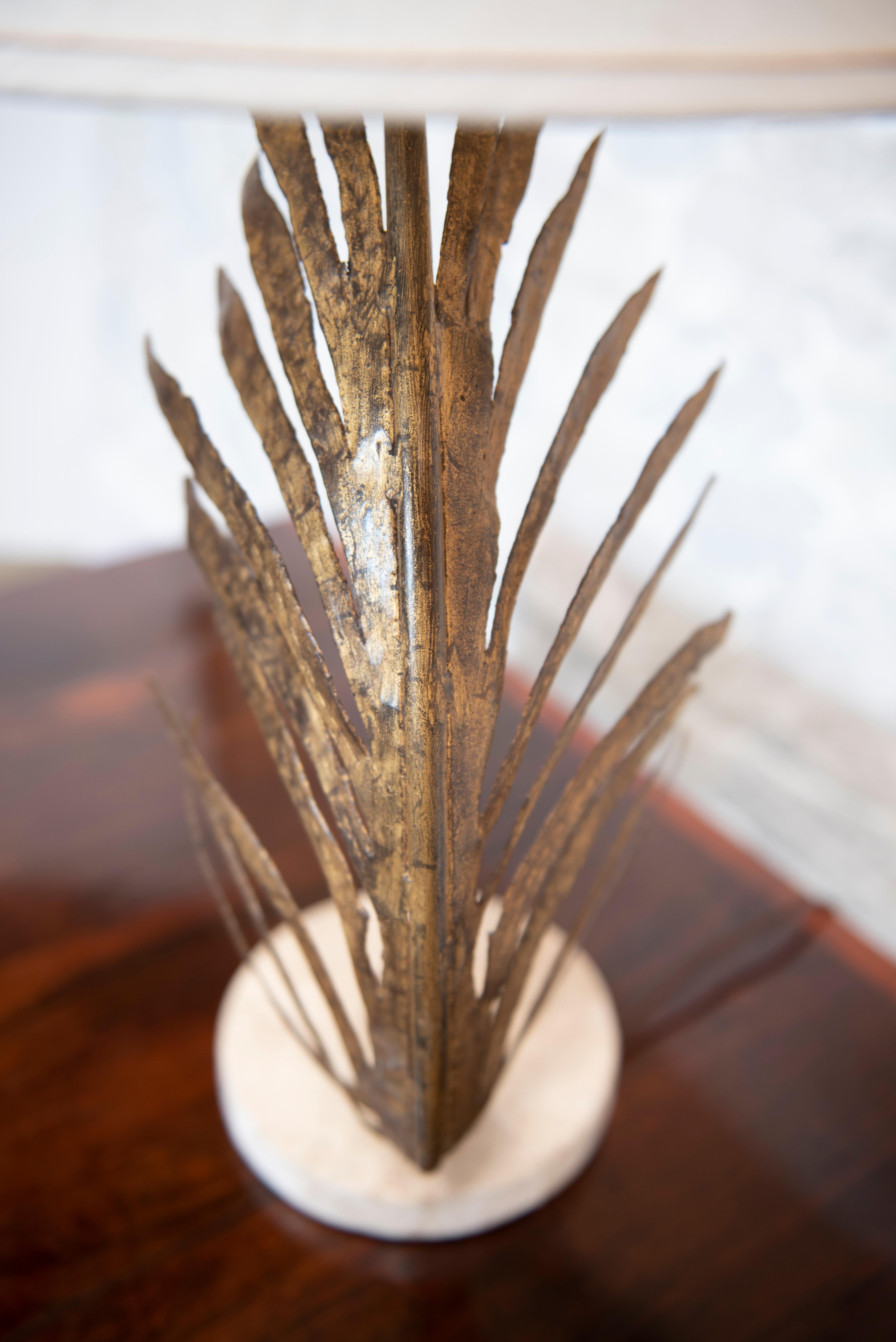 Gilt & Brass PALM FROND AMERICAN DESIGN TABLE LAMPS For Sale 2