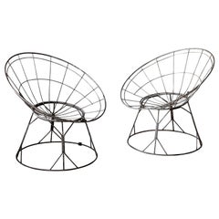 American Designer, Adjustabl Lounge Chairs, Painted Steel, Rubber, America 1950s