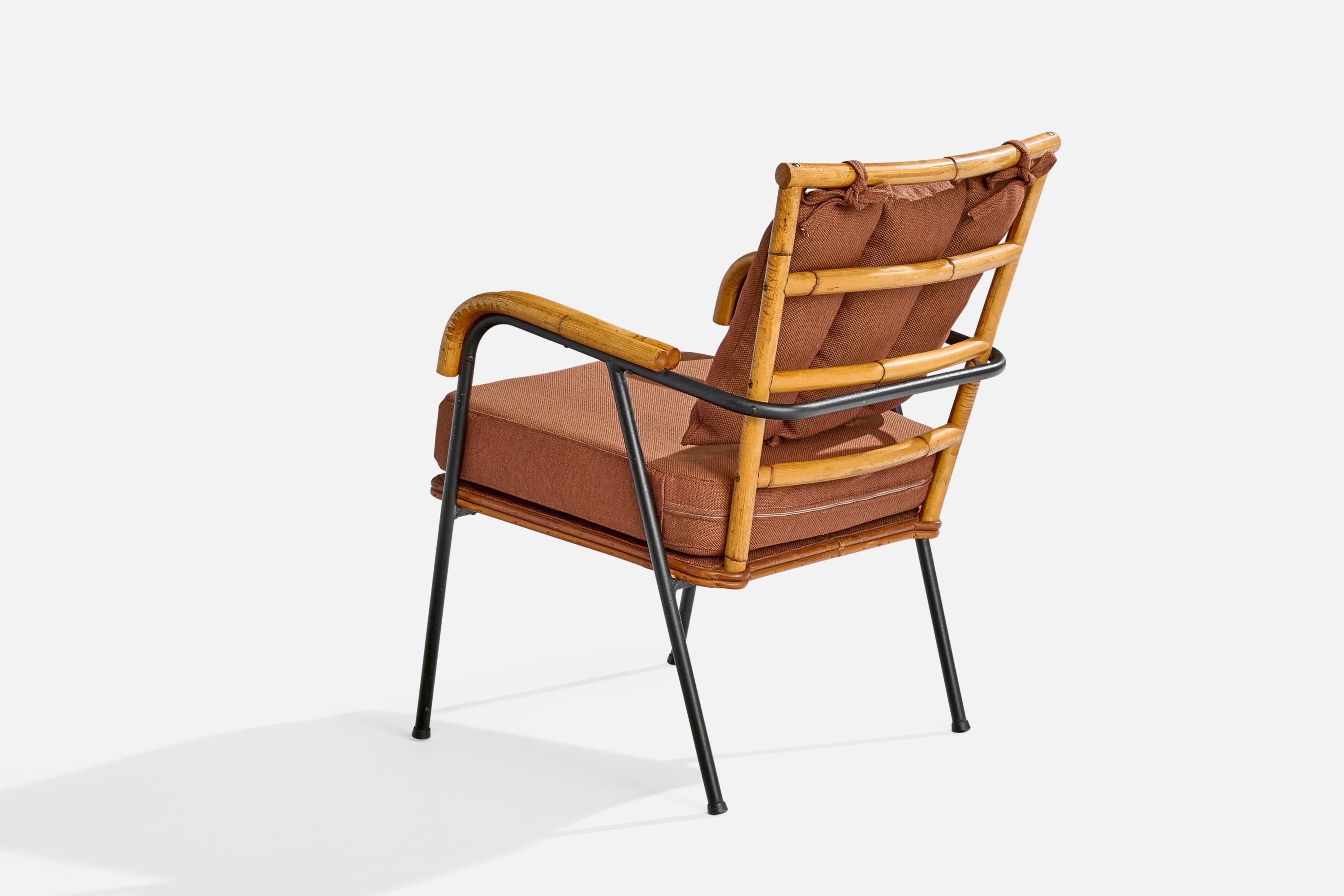 Am designs/One, Fauteuils, Bambou, Fer, Tissu, USA, 1950s en vente 5