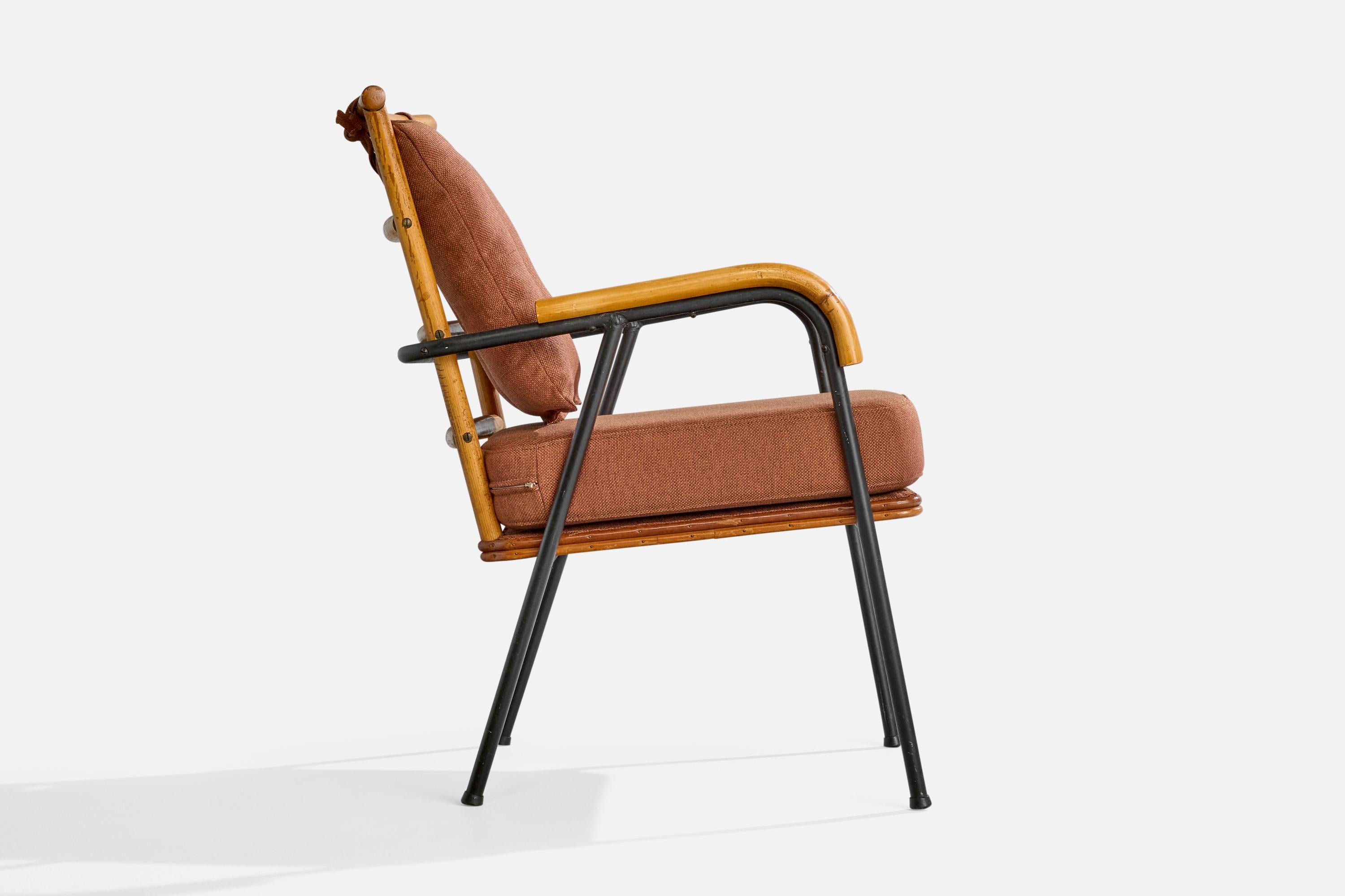 Am designs/One, Fauteuils, Bambou, Fer, Tissu, USA, 1950s en vente 6