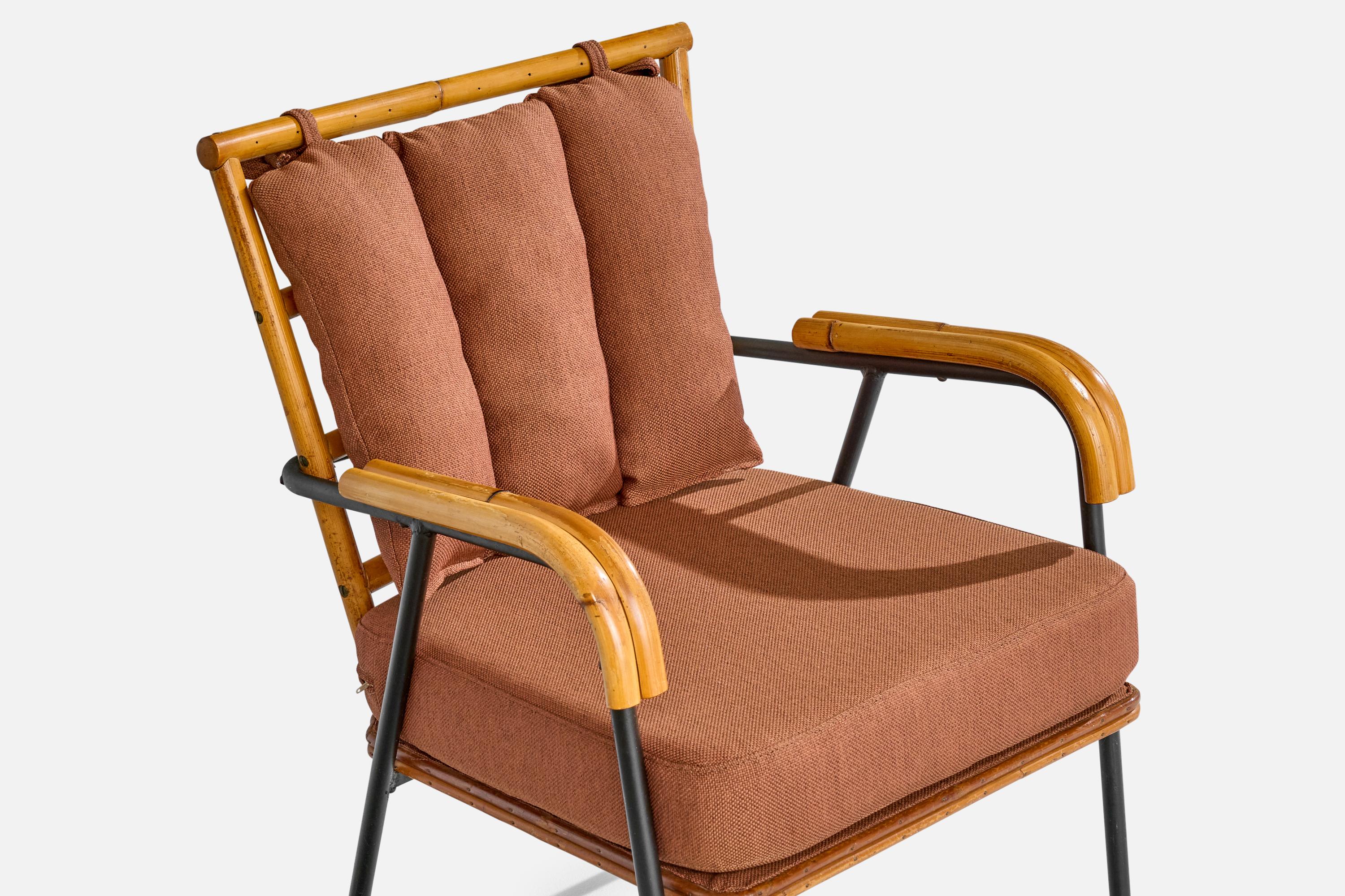 Am designs/One, Fauteuils, Bambou, Fer, Tissu, USA, 1950s en vente 7