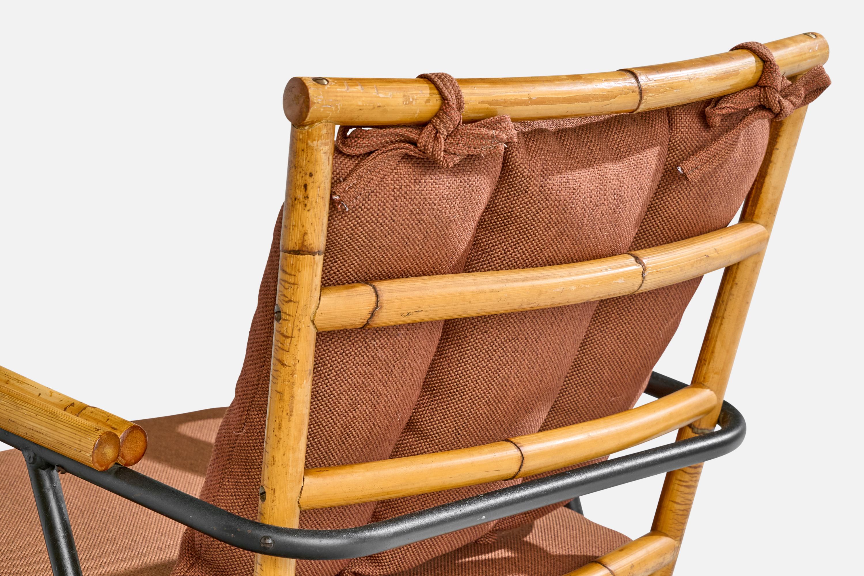 Am designs/One, Fauteuils, Bambou, Fer, Tissu, USA, 1950s en vente 9