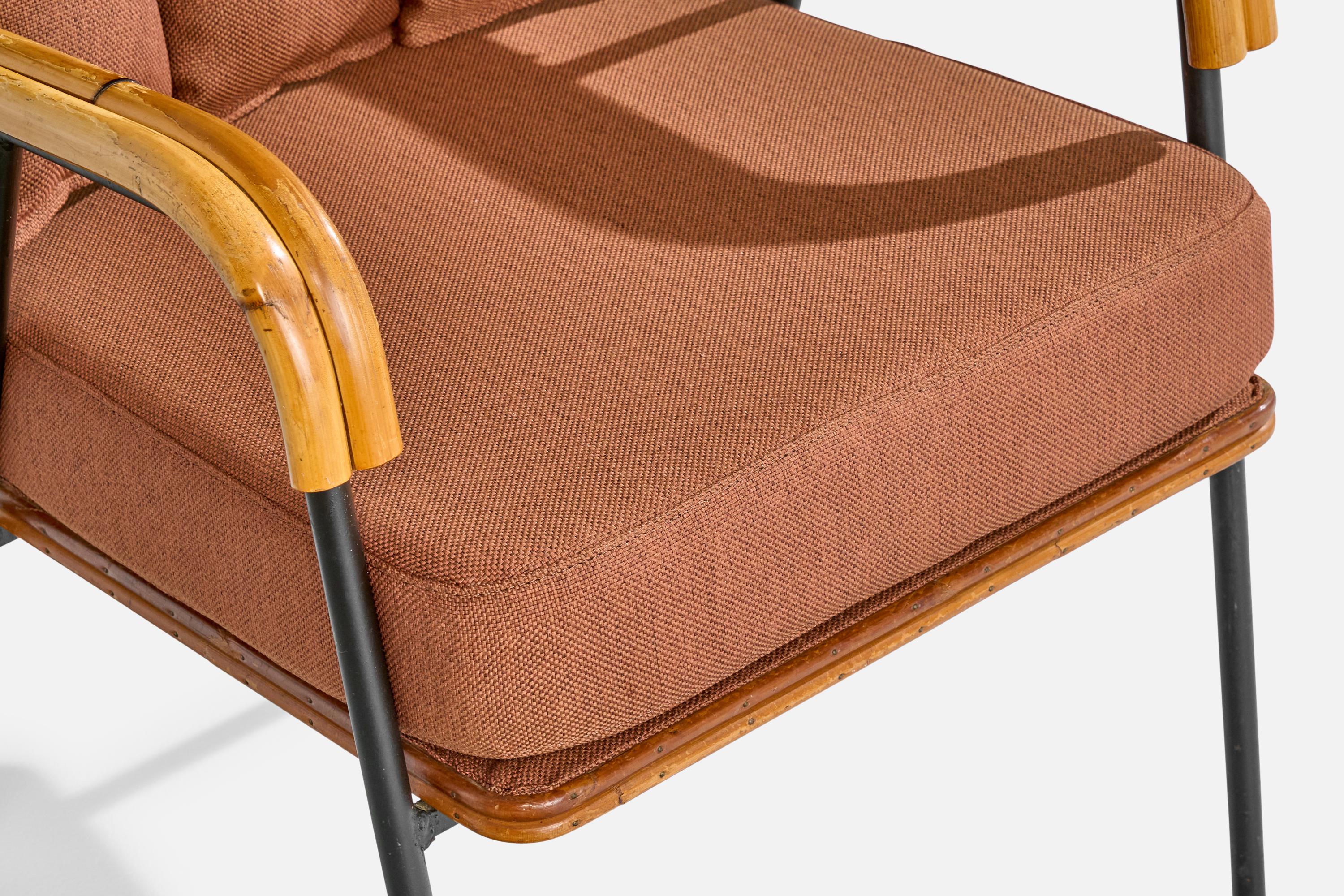 Am designs/One, Fauteuils, Bambou, Fer, Tissu, USA, 1950s en vente 1
