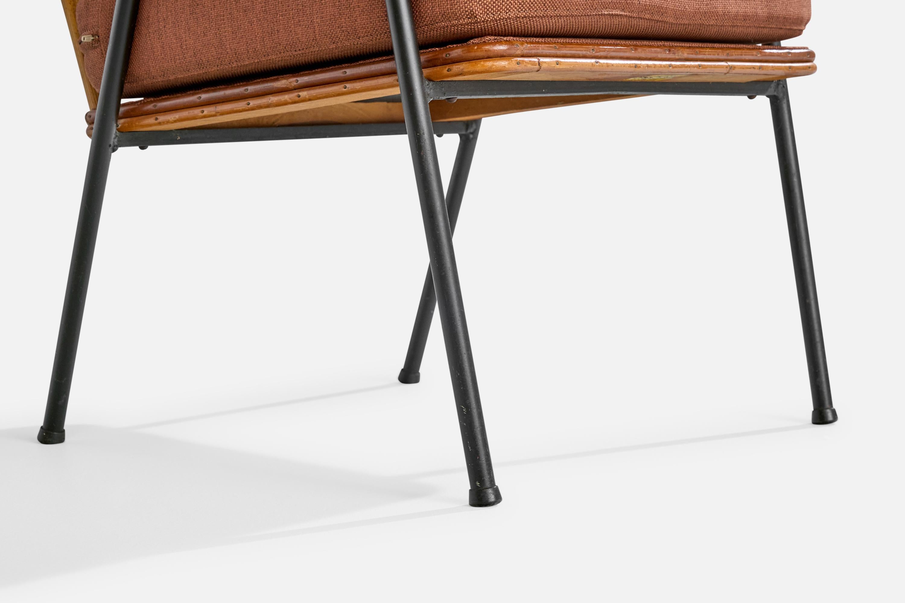 Am designs/One, Fauteuils, Bambou, Fer, Tissu, USA, 1950s en vente 2