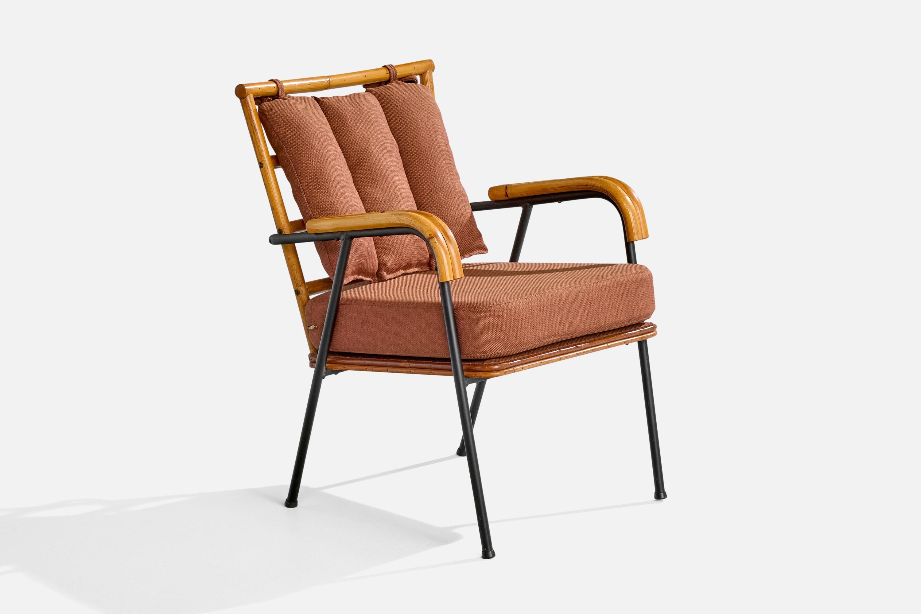 Am designs/One, Fauteuils, Bambou, Fer, Tissu, USA, 1950s en vente 4