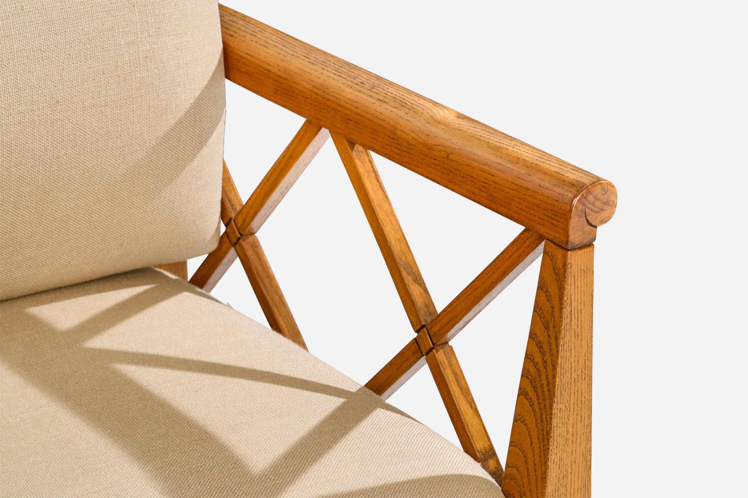 Designer américain, Fauteuils, Oak, Tissu, USA, 1950s en vente 9