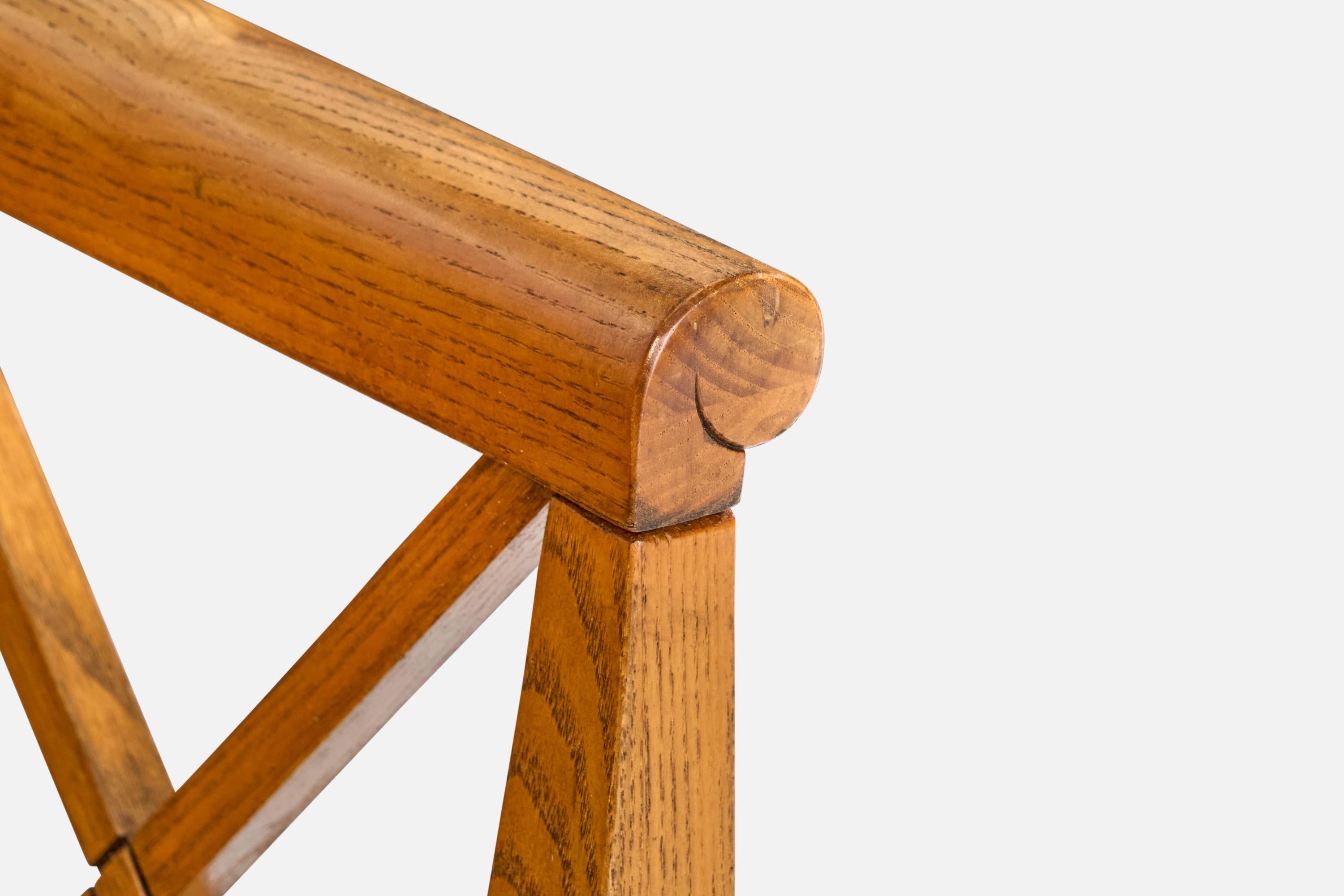 Américain Designer américain, Fauteuils, Oak, Tissu, USA, 1950s en vente