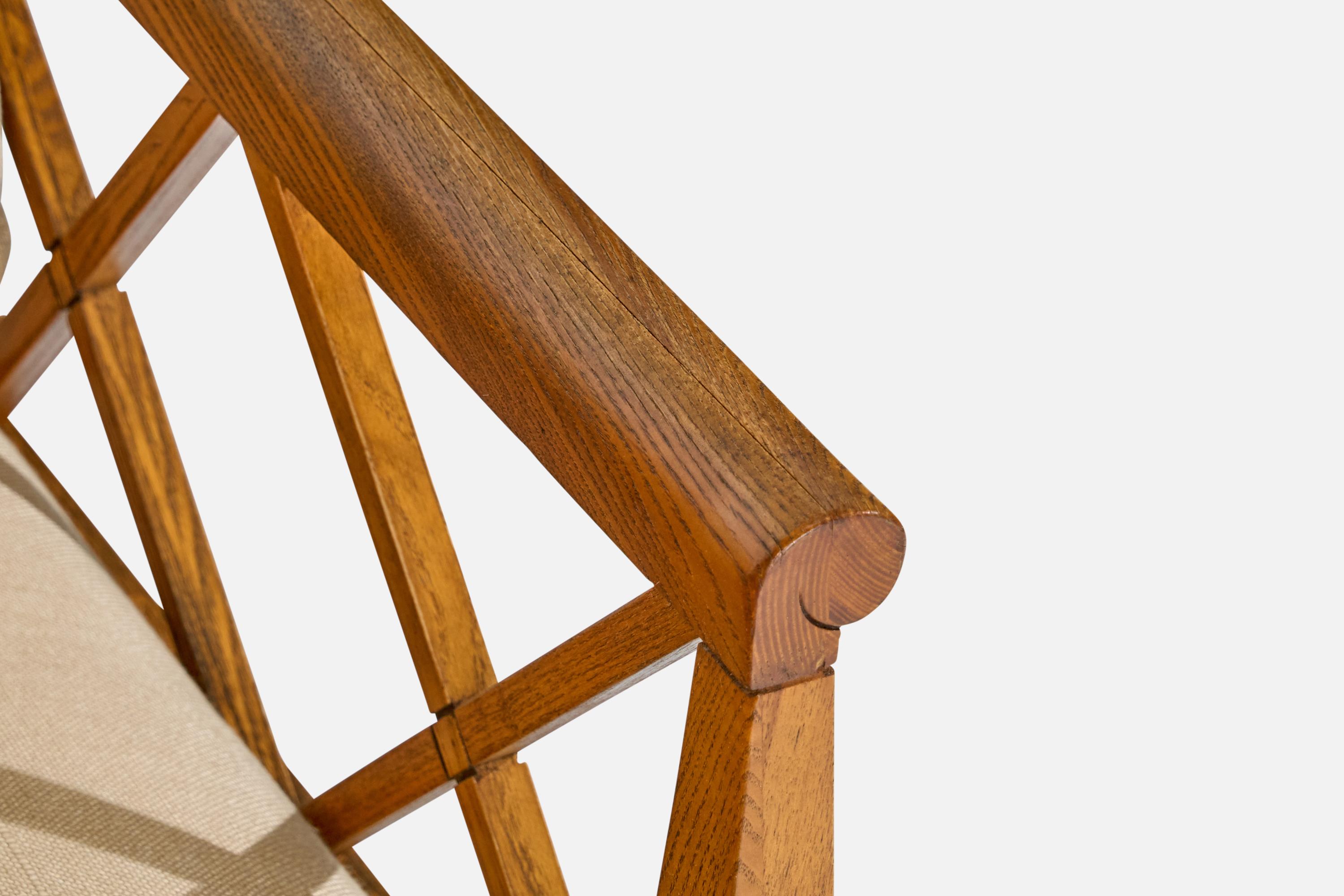 Designer américain, Fauteuils, Oak, Tissu, USA, 1950s Bon état - En vente à High Point, NC
