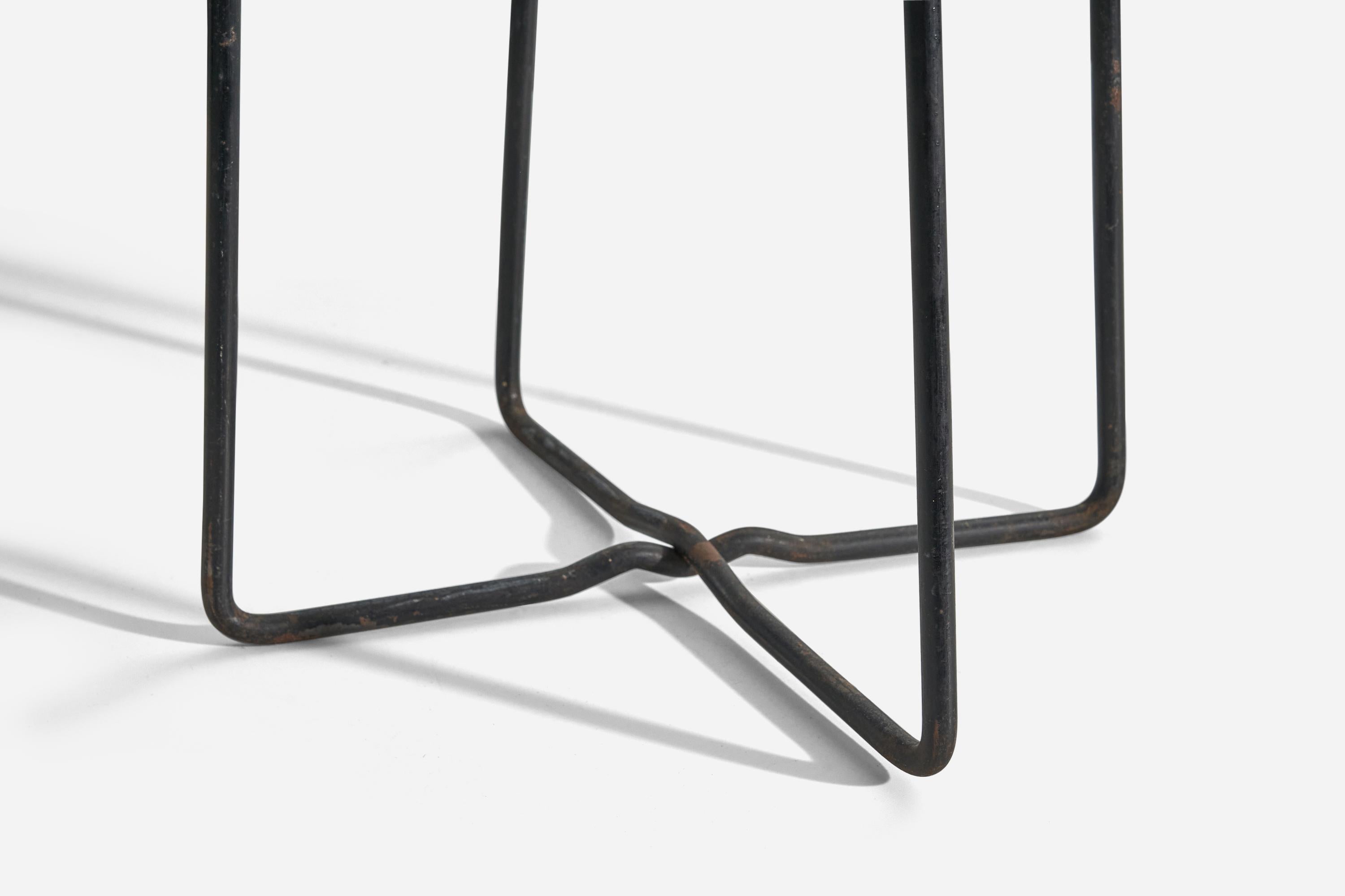 Mid-Century Modern American Designer, Bar Stool, Metal, Wood, Fabric, United States, 1940s For Sale