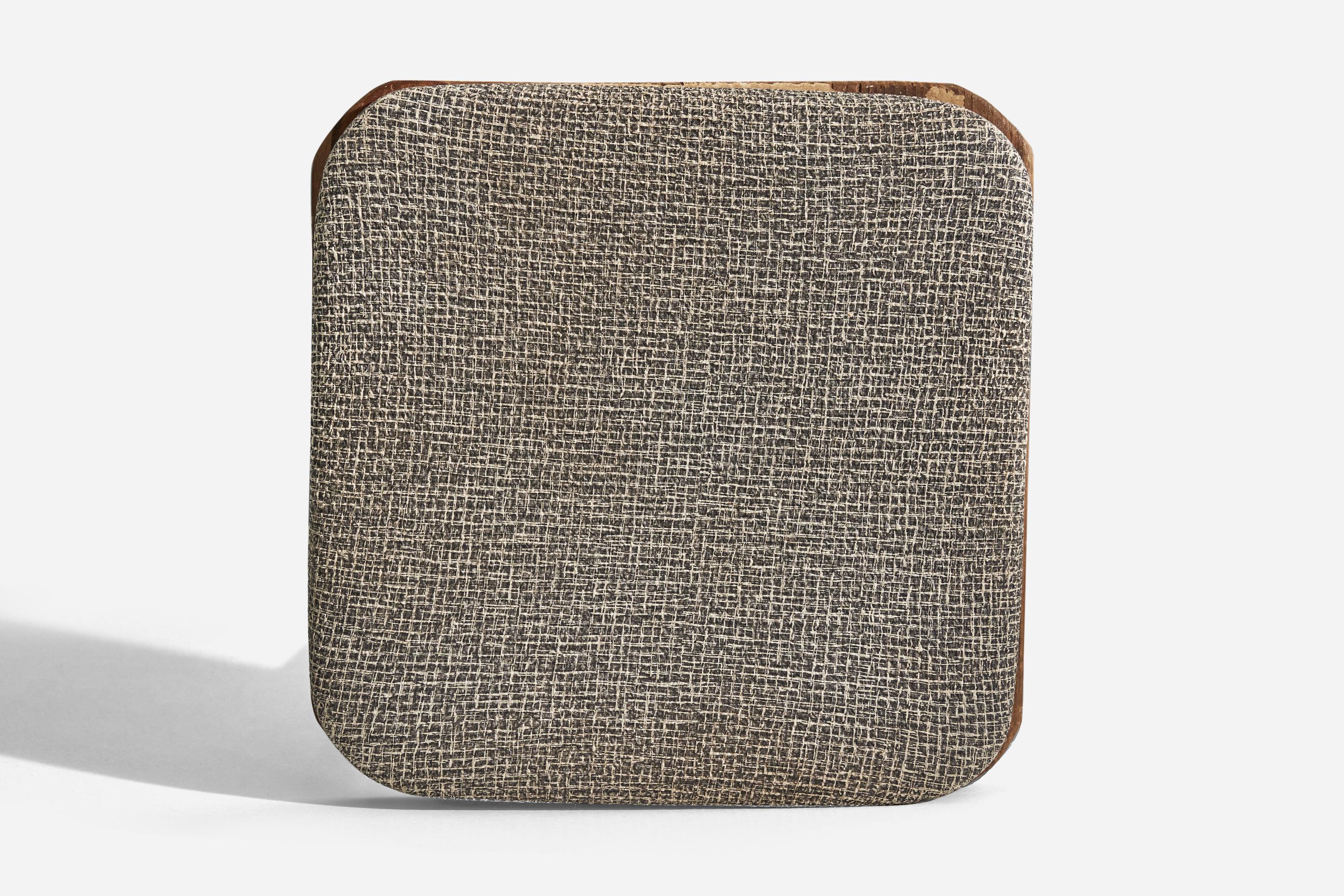 Mid-20th Century American Designer, Bar Stool, Metal, Wood, Fabric, United States, 1940s For Sale
