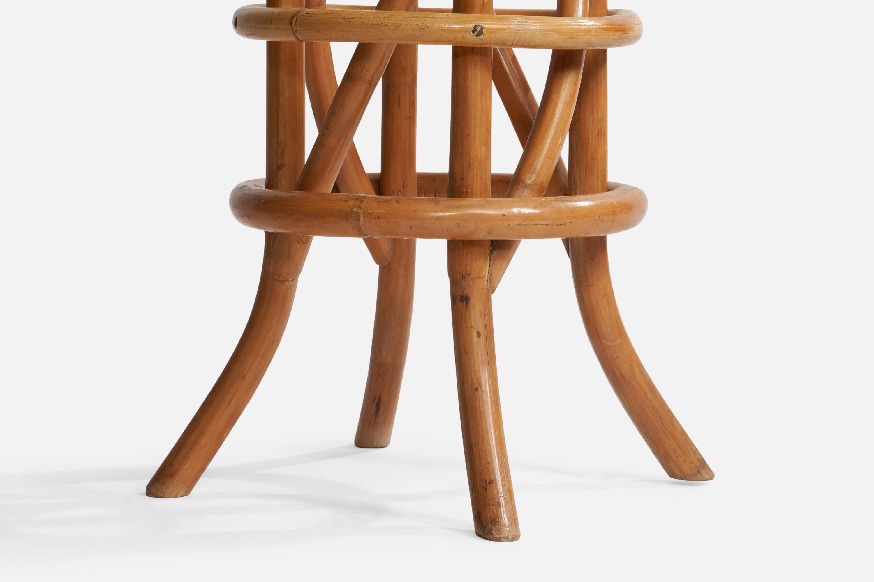 Mid-20th Century American Designer, Bar Stools, Bamboo, Mohair, USA, 1950s For Sale