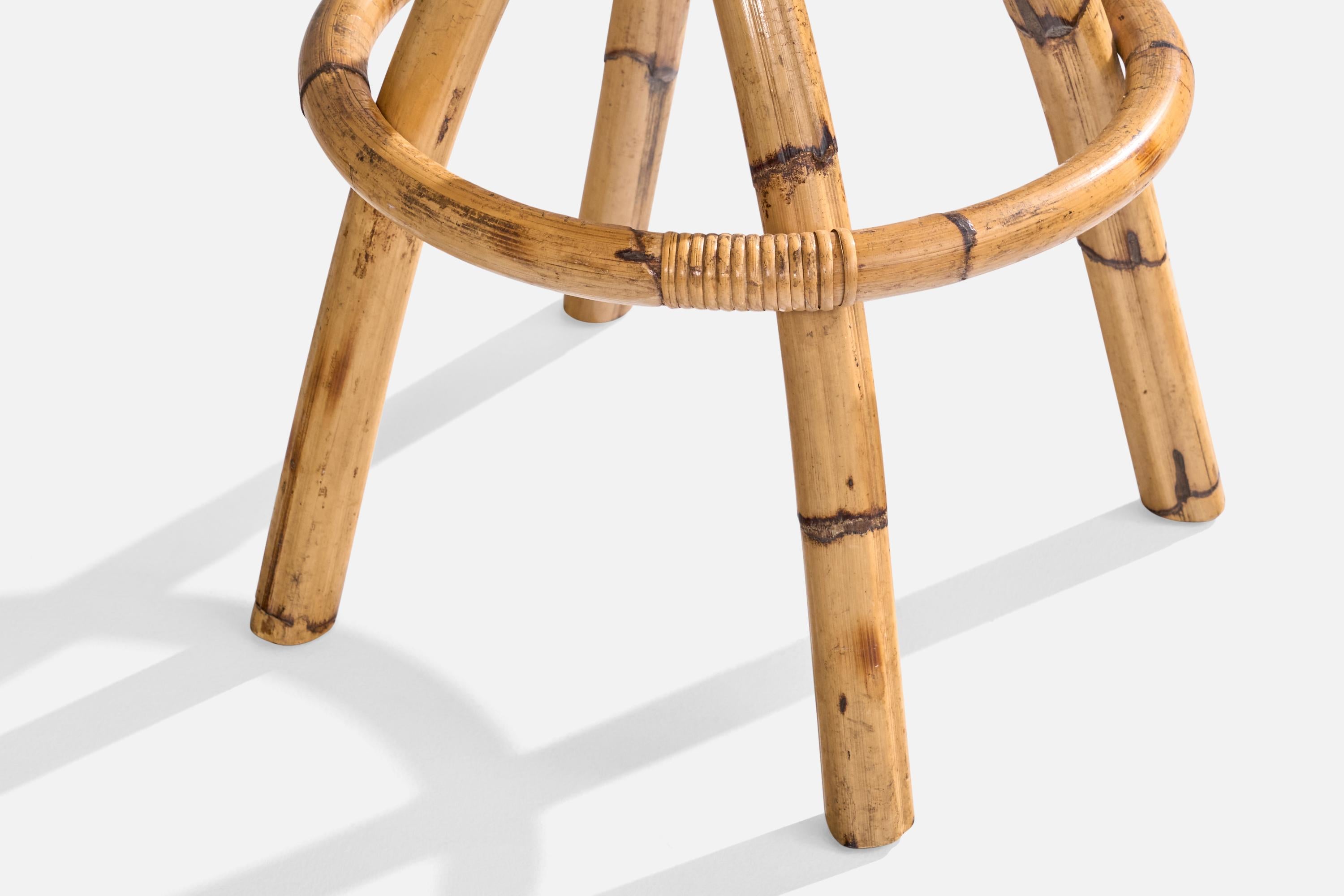 Tabourets de bar, bambou, velours, États-Unis, années 1960 en vente 5