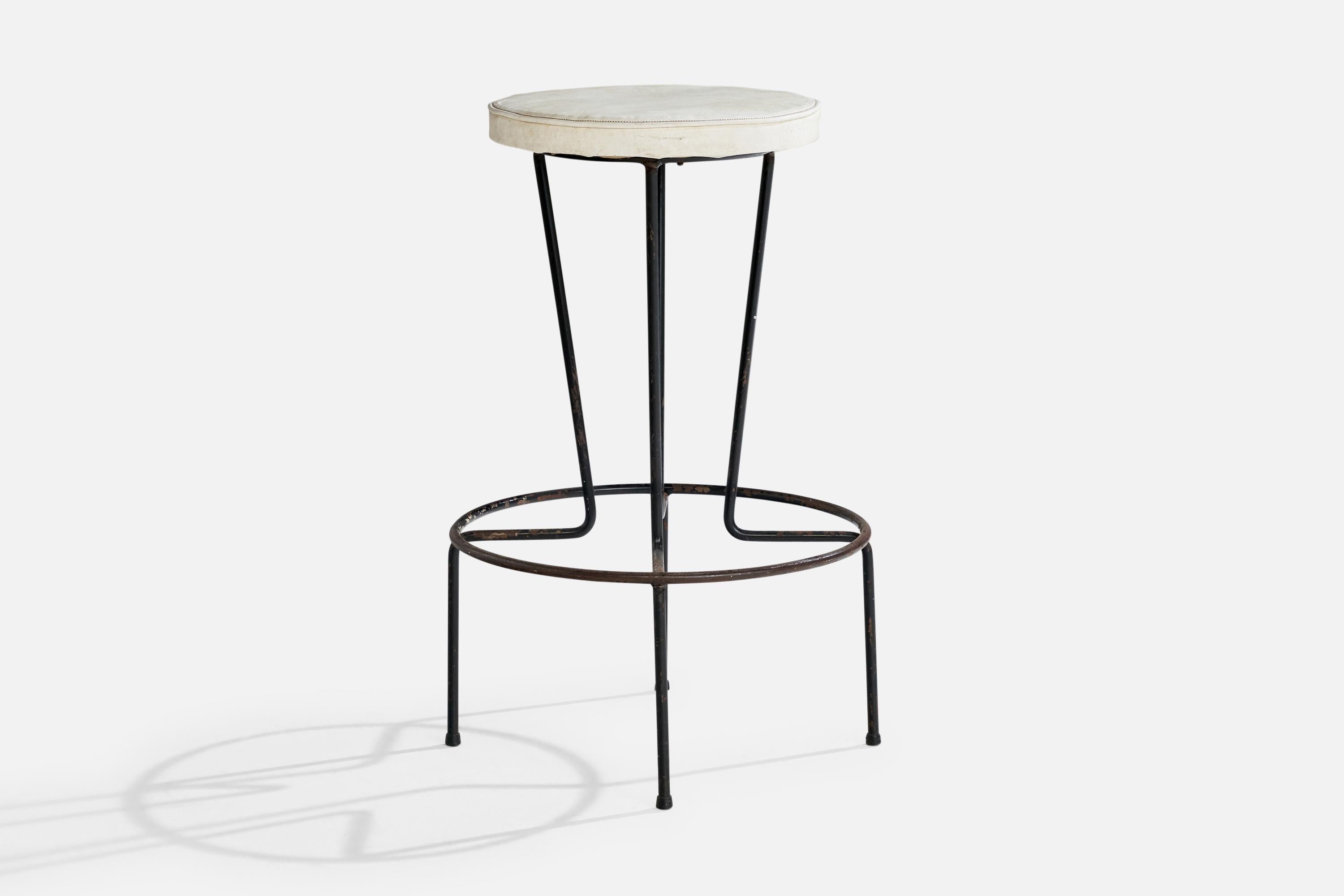 American Design, Tabourets de bar, Fer, Cuir, USA, 1950s en vente 1