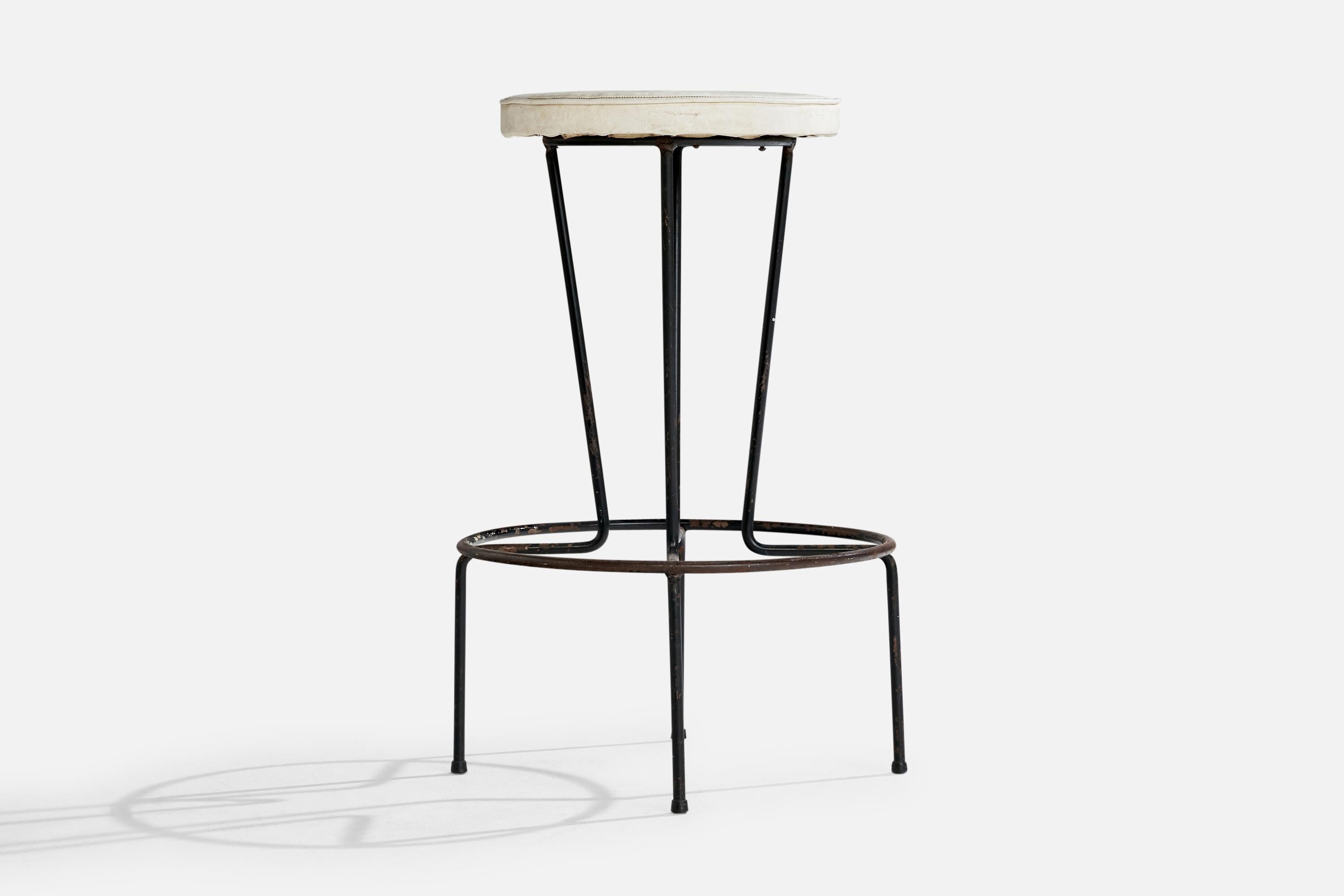 American Design, Tabourets de bar, Fer, Cuir, USA, 1950s en vente 2