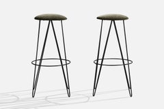 American Designer, Barstools, Iron, Mohair, USA, 1950s
