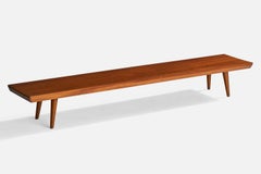 Banc de designer américain, acajou, États-Unis, années 1970