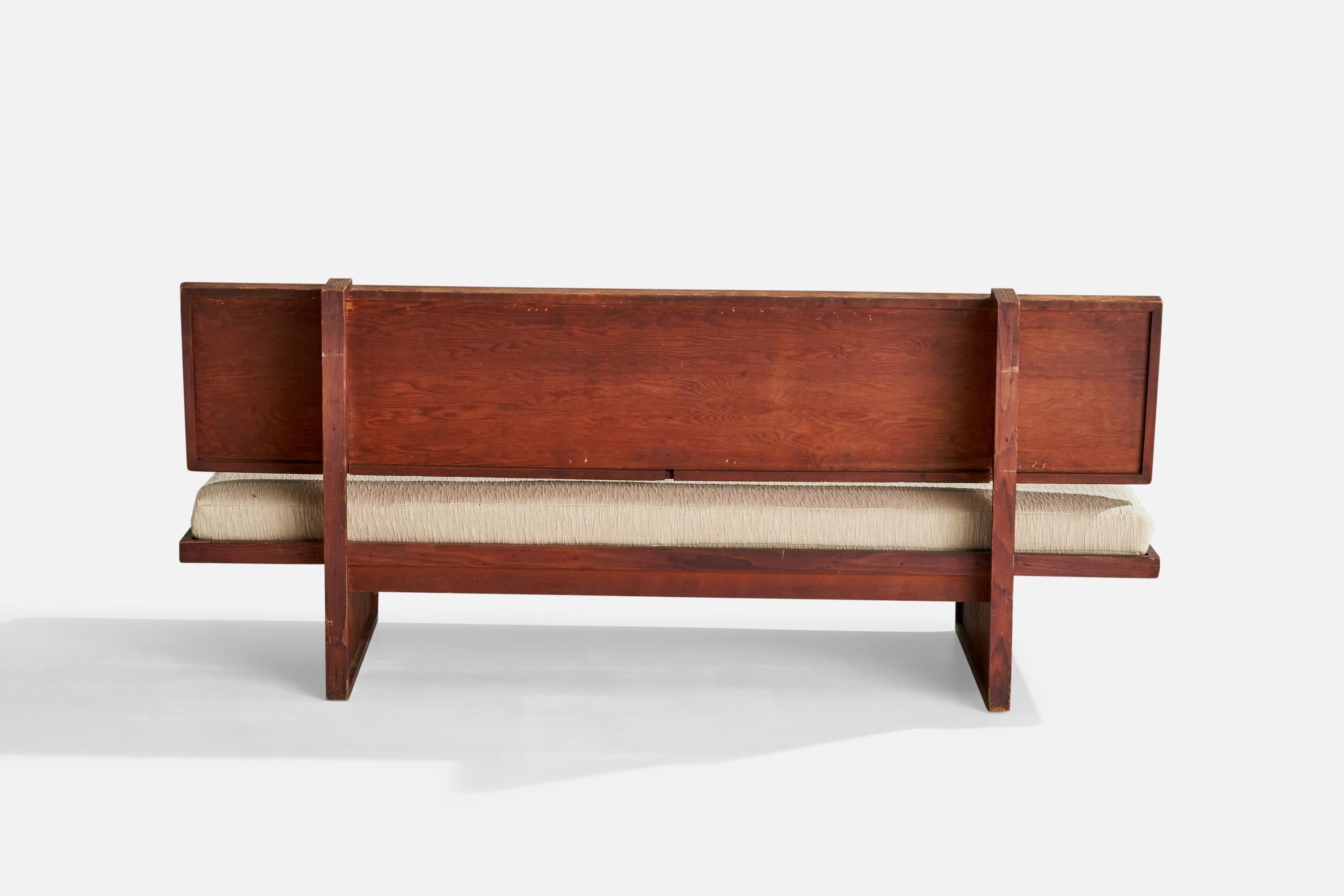 American Designer, Bench, Oak, Fabric, USA, 1940s For Sale 1