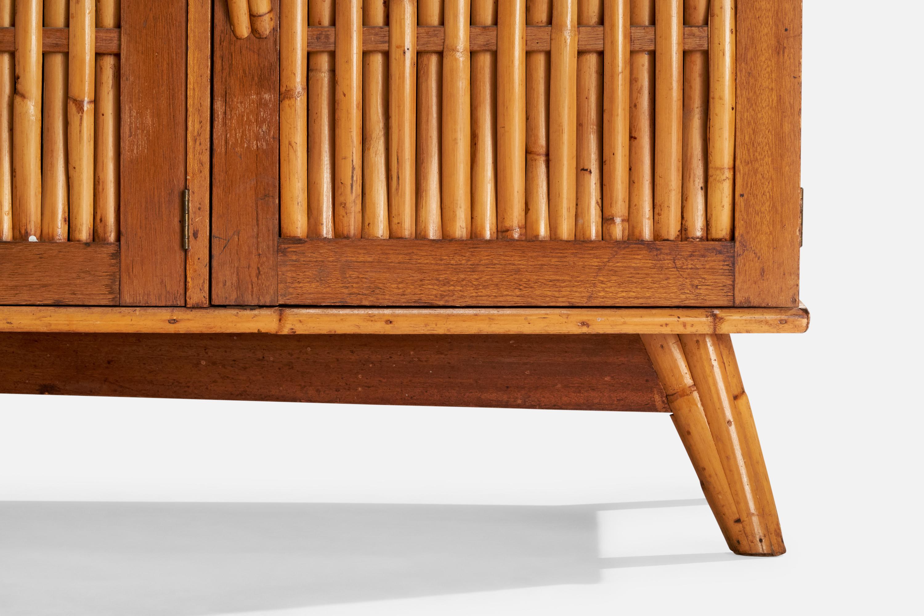 Amerikanischer Designer, Schrank, Eiche, Bambus, USA, 1950er Jahre im Angebot 7