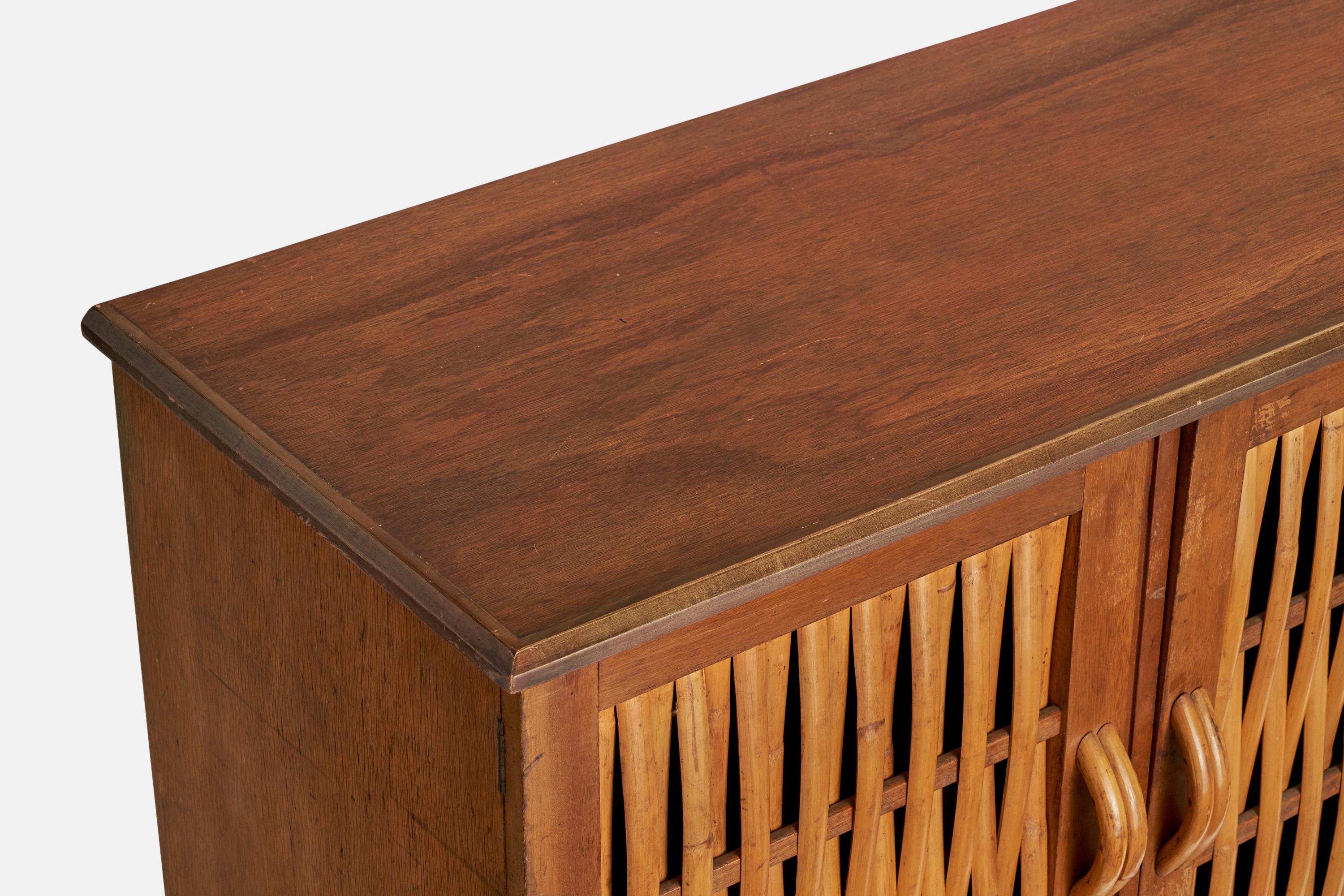 Amerikanischer Designer, Schrank, Eiche, Bambus, USA, 1950er Jahre (Mitte des 20. Jahrhunderts) im Angebot