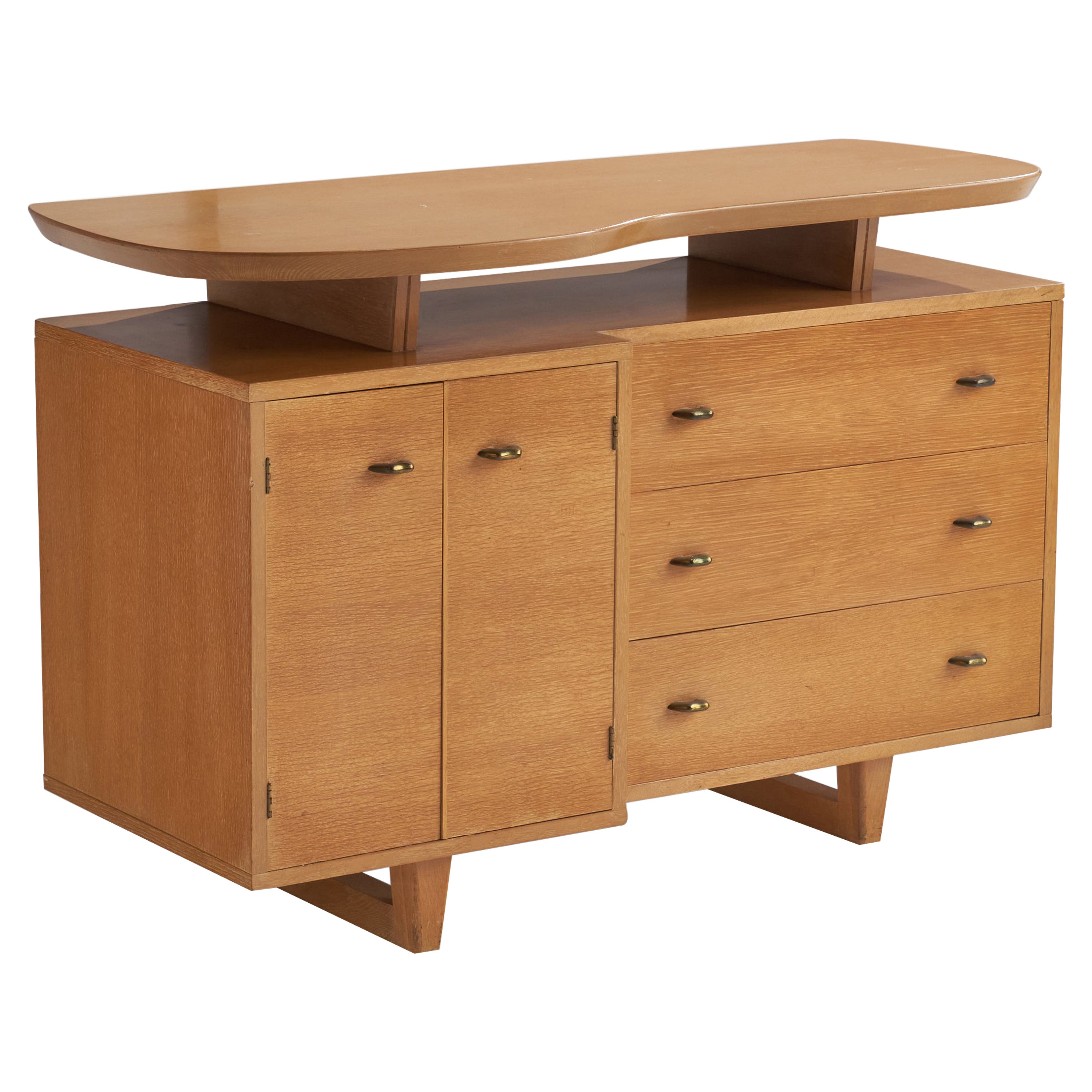 Armadio di design americano, Oak, Ottone, Stati Uniti, anni '40 in vendita
