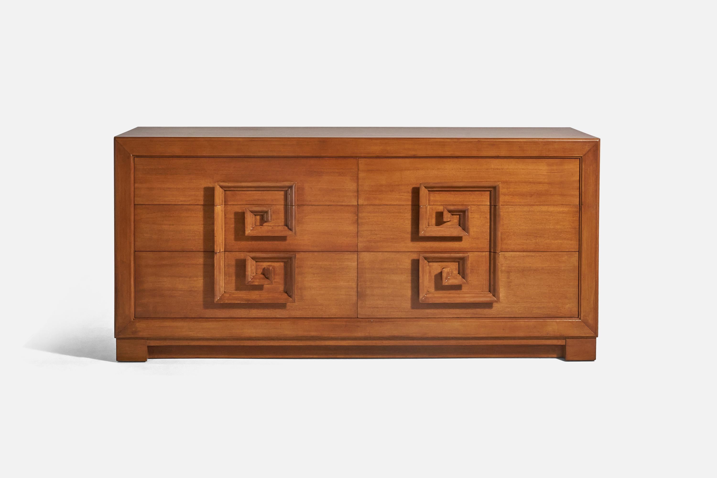 A walnut cabinet designed and produced in the United States, 1960s.