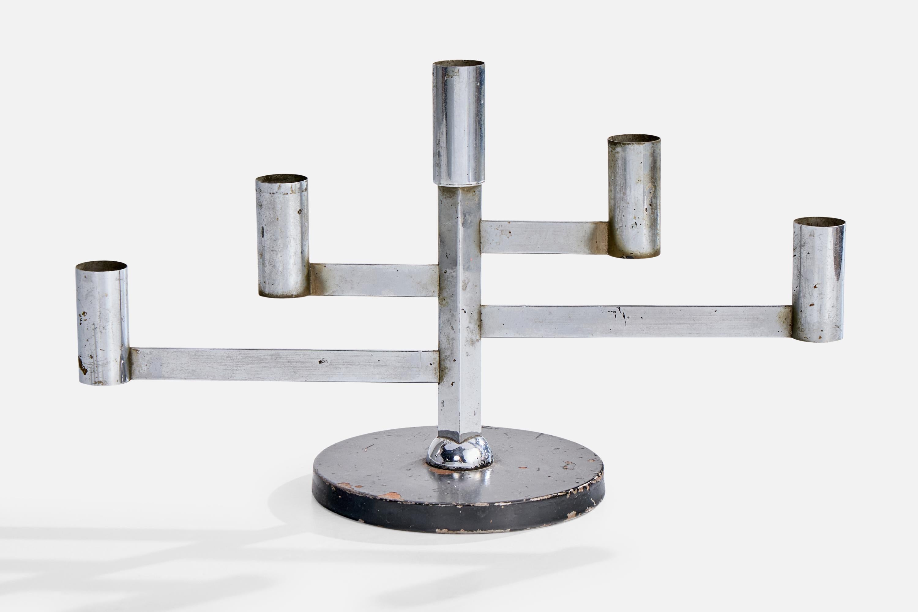 Amerikanischer Designer, Kandelaber, Chrom, Metall, USA, 1930er Jahre im Zustand „Gut“ im Angebot in High Point, NC